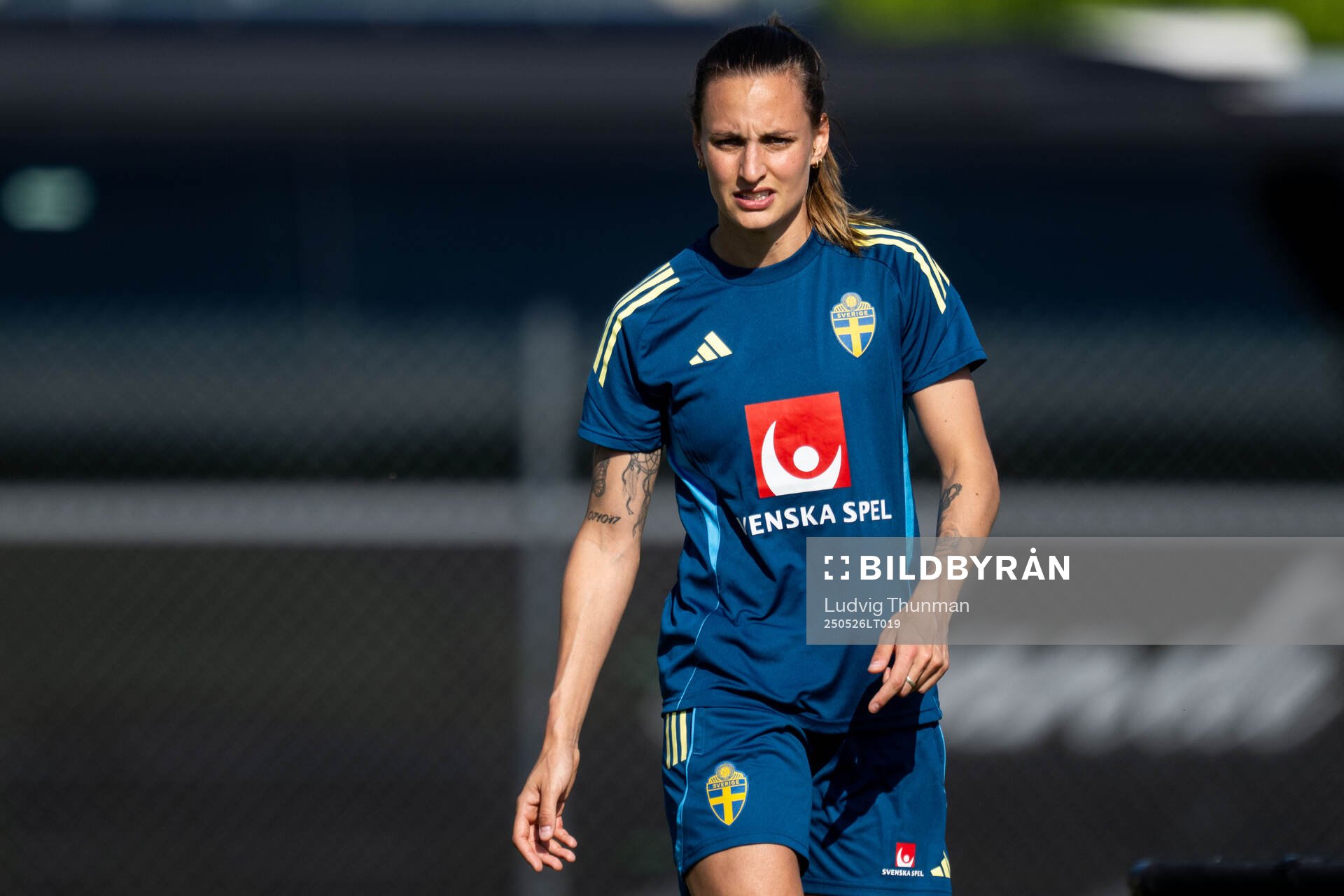 Nathalie Björn of the Swedish women’s national football team during a training session on May 26, 2025 in Fidenza. 