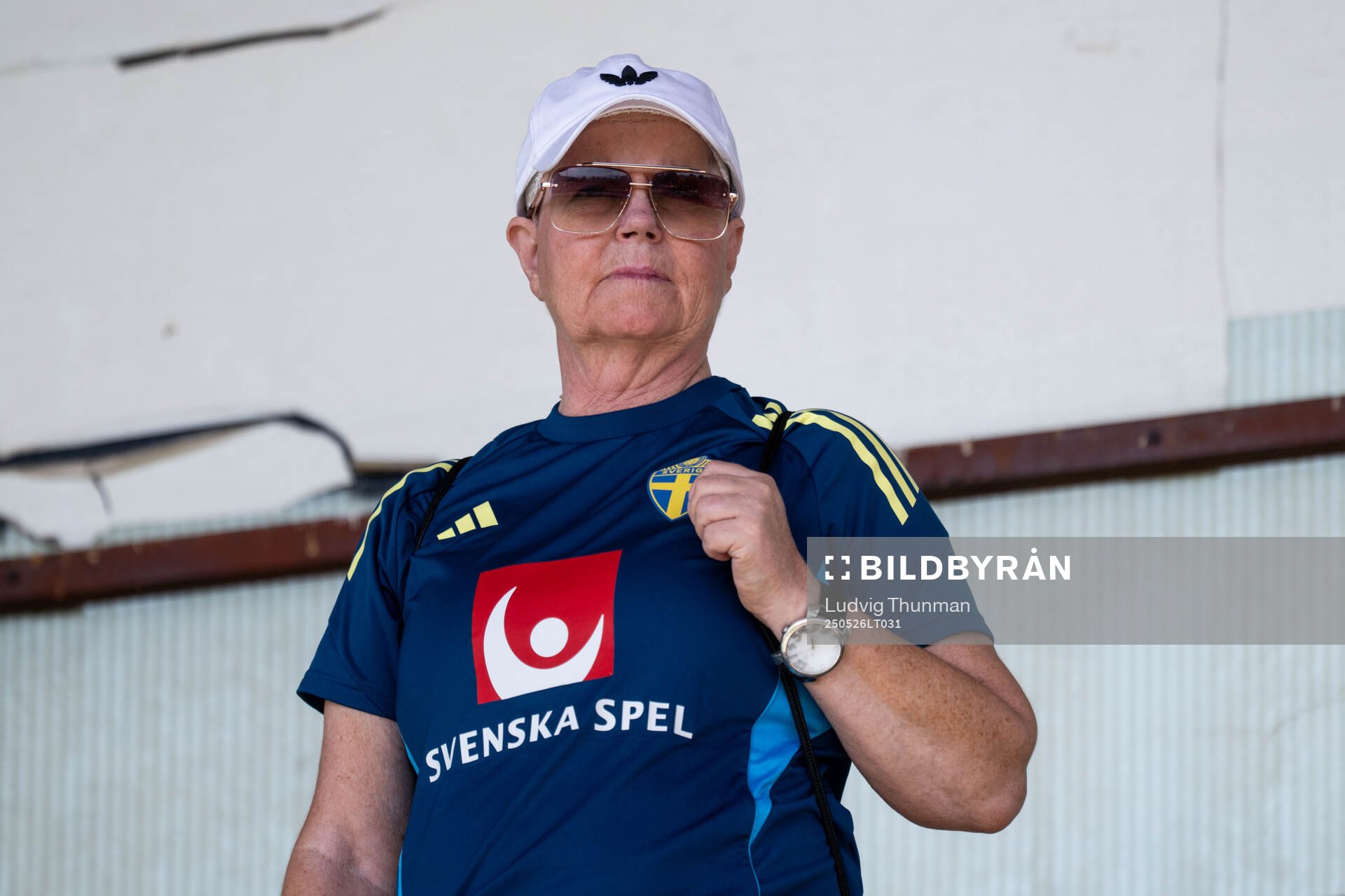 Marika Domanski Lyfors, head of the Swedish women’s national football team during a training session on May 26, 2025 in Fidenza. 