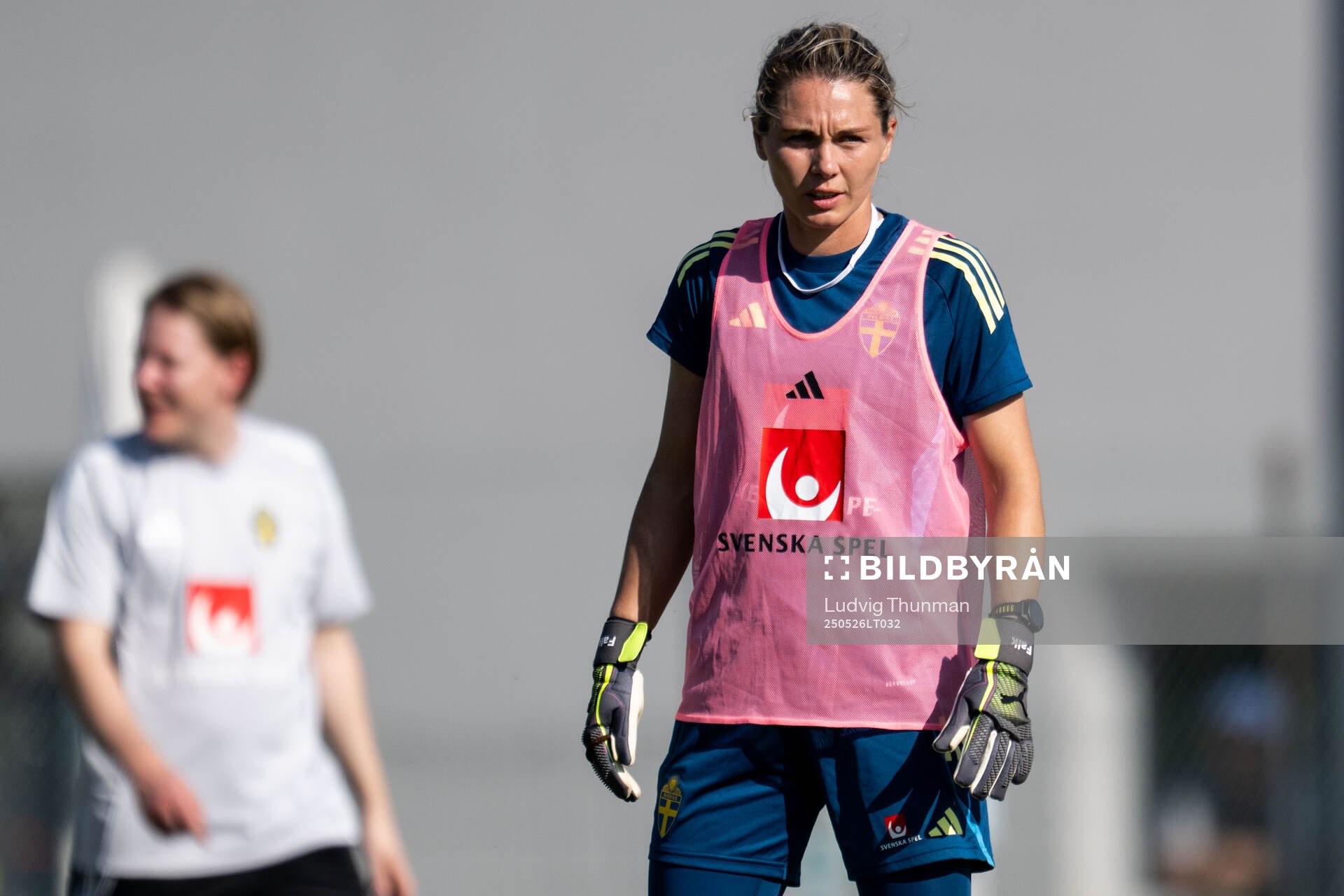 Goalkeeper Jennifer Falk of the Swedish women’s national football team during a training session on May 26, 2025 in Fidenza. 