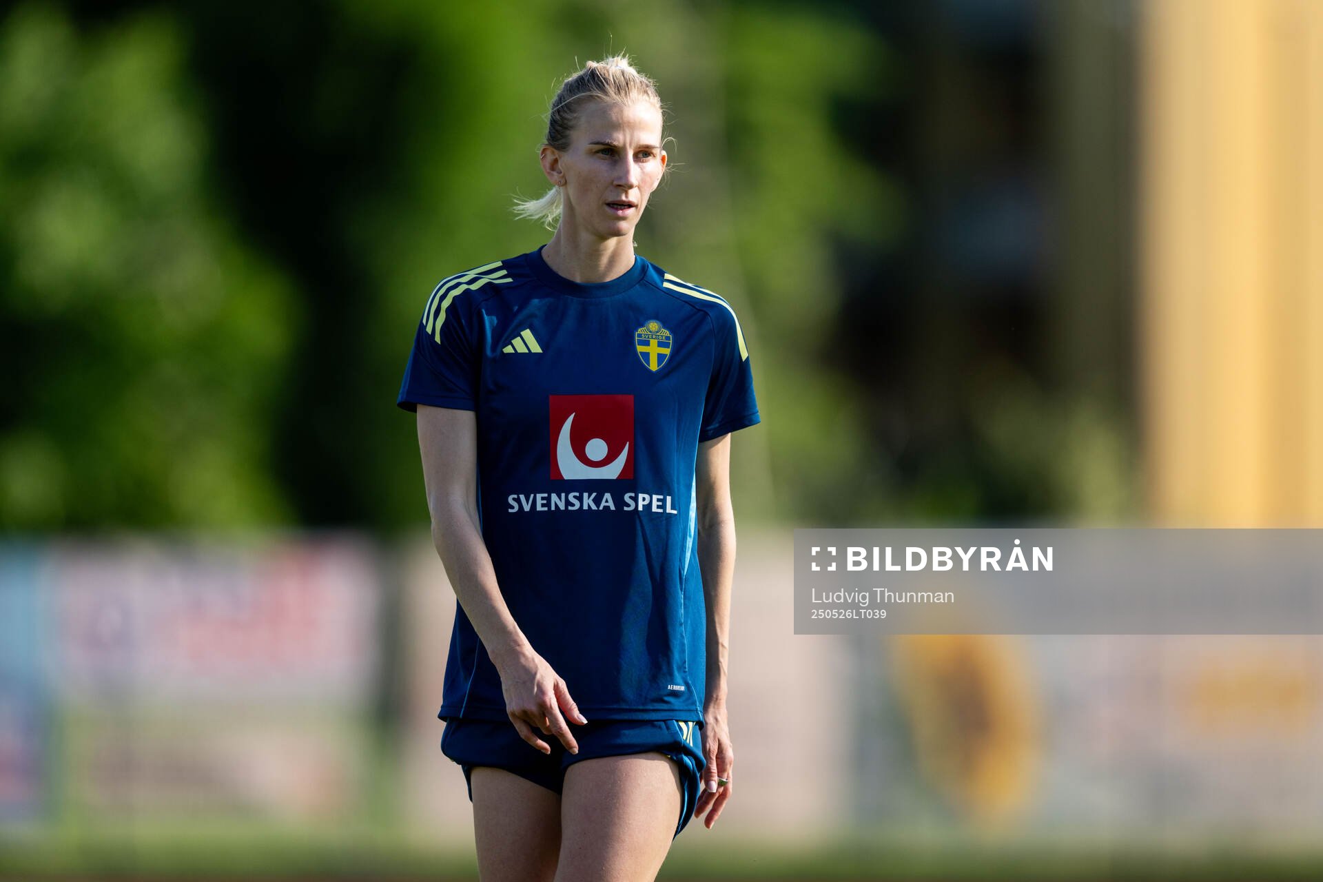 Sofia Jakobsson of the Swedish women’s national football team during a training session on May 26, 2025 in Fidenza. 