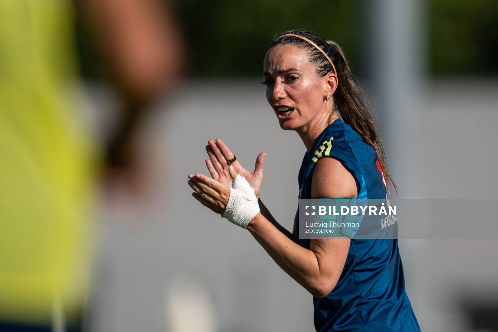 Kosovare Asllani of the Swedish women’s national football team during a training session on May 26, 2025 in Fidenza. 