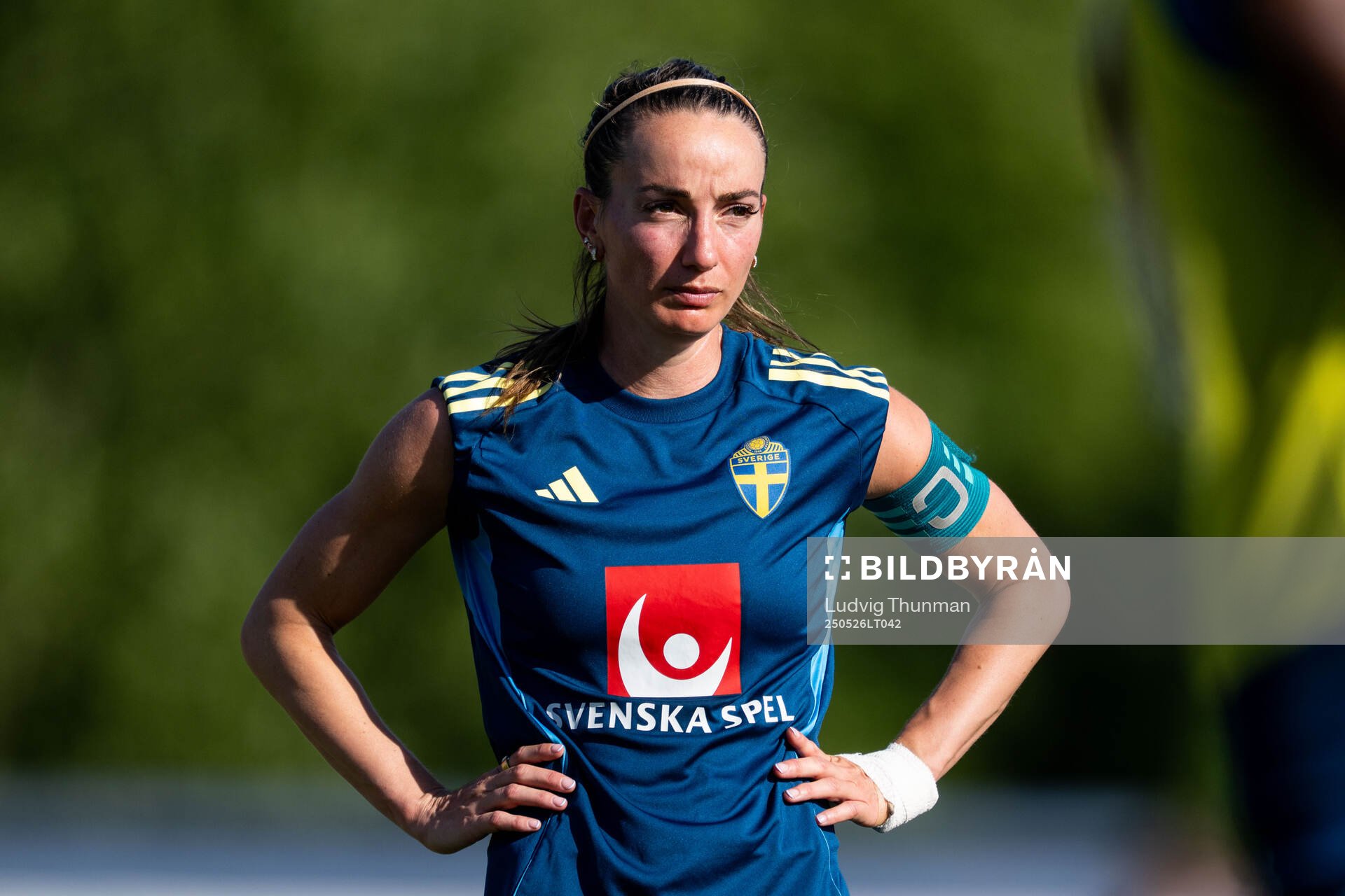 Kosovare Asllani of the Swedish women’s national football team during a training session on May 26, 2025 in Fidenza. 