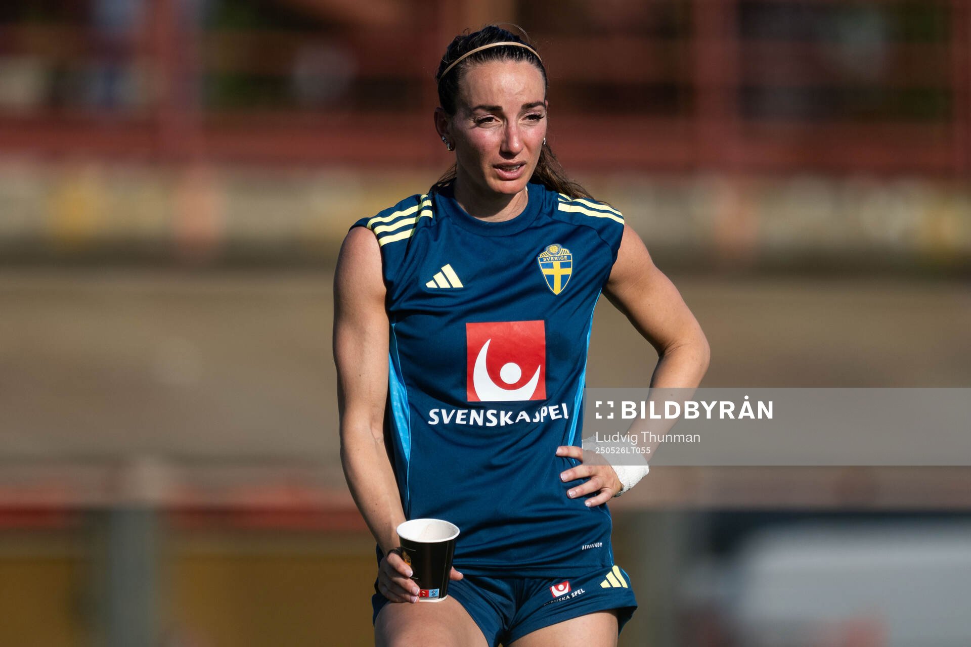 Kosovare Asllani of the Swedish women’s national football team during a training session on May 26, 2025 in Fidenza. 