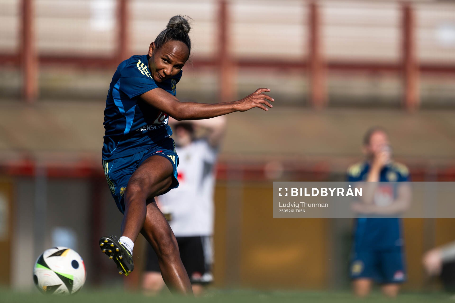 Madelen Janogy of the Swedish women’s national football team during a training session on May 26, 2025 in Fidenza. 