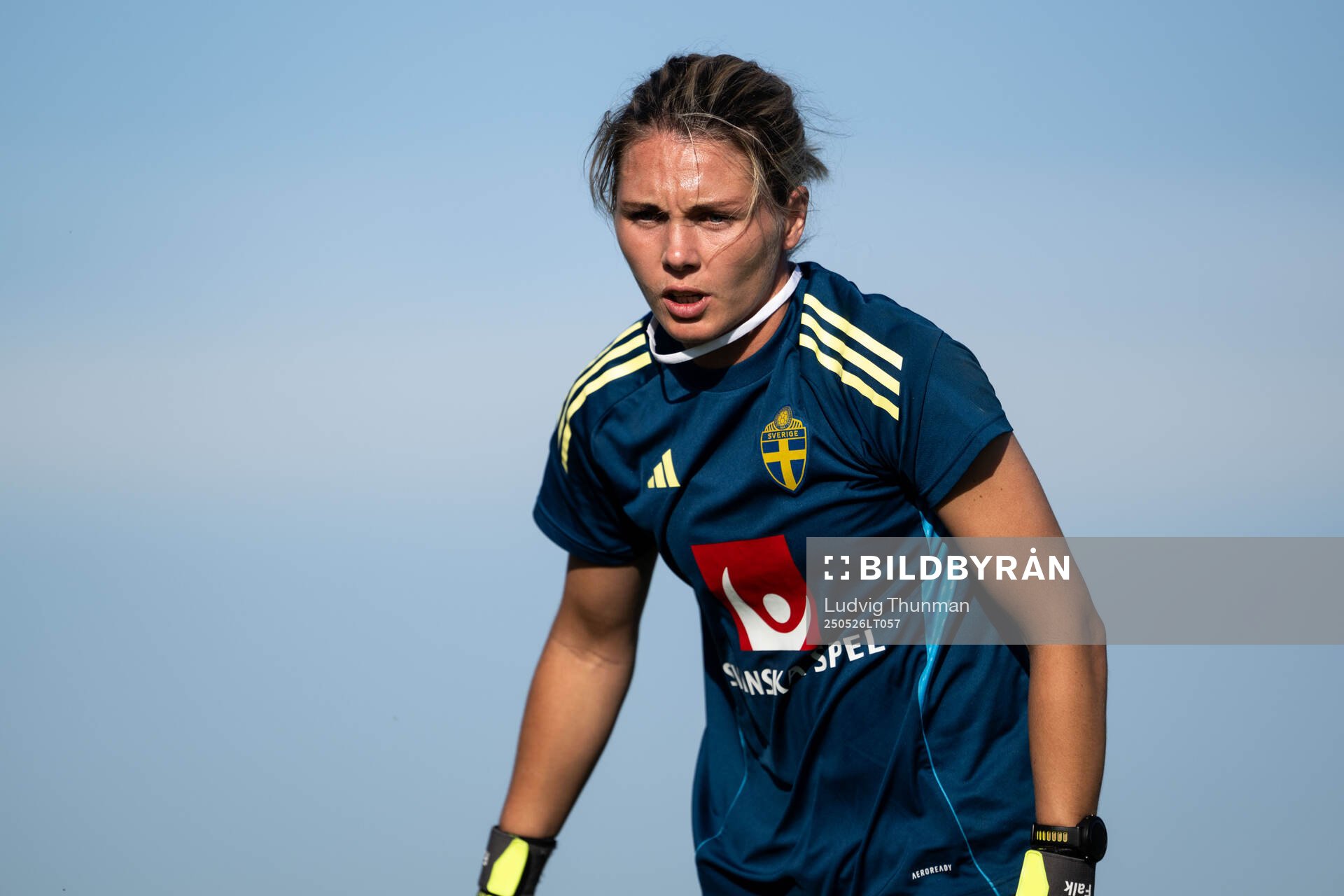 Goalkeeper Jennifer Falk of the Swedish women’s national football team during a training session on May 26, 2025 in Fidenza. 