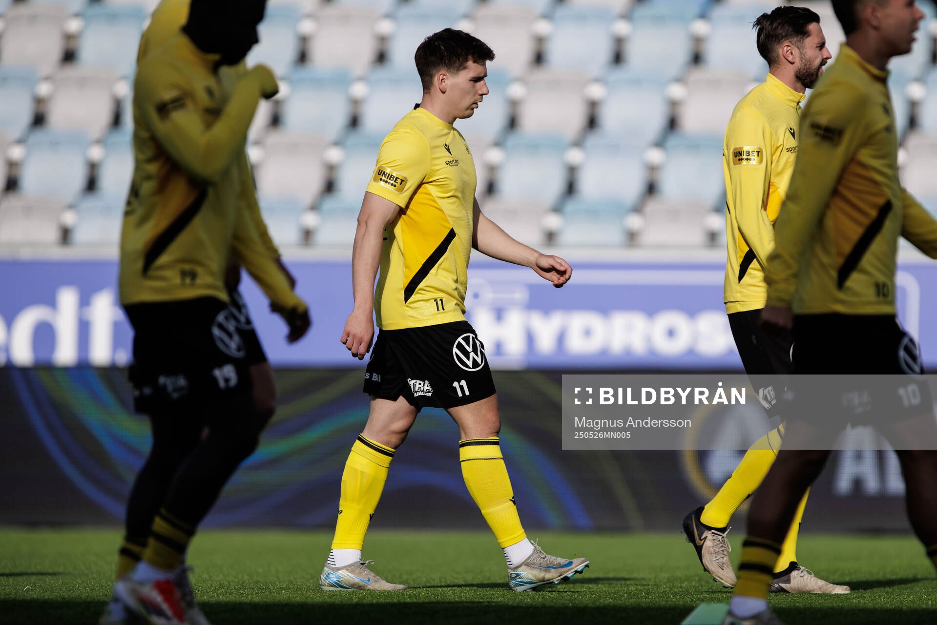 Mjällbys Timo Stavitski inför fotbollsmatchen i Allsvenskan mellan IFK Norrköping och Mjällby den 26 maj 2025 i Norrköping. 