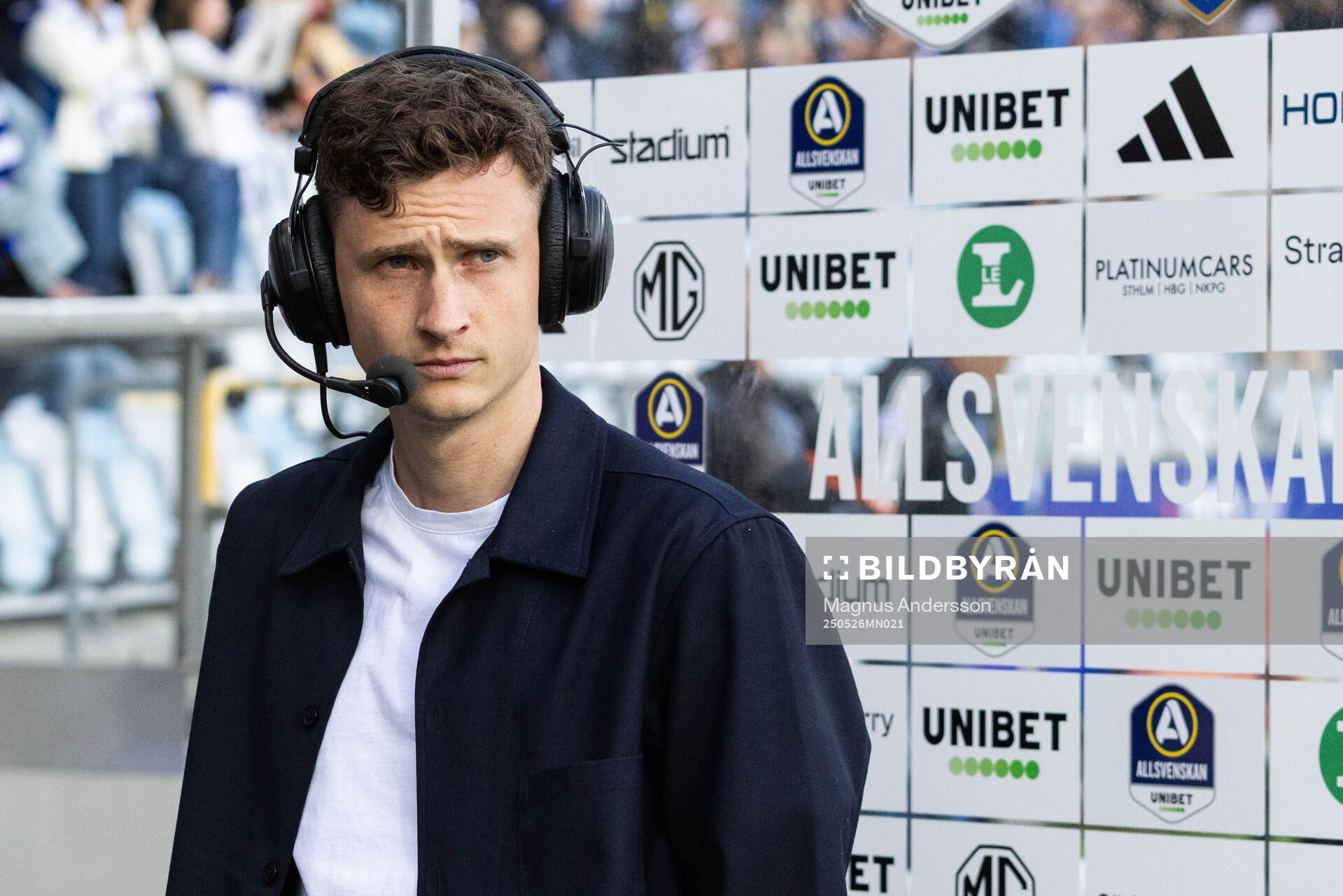 IFK Norrköpings tränare Martin Falk inför fotbollsmatchen i Allsvenskan mellan IFK Norrköping och Mjällby den 26 maj 2025 i Norrköping.