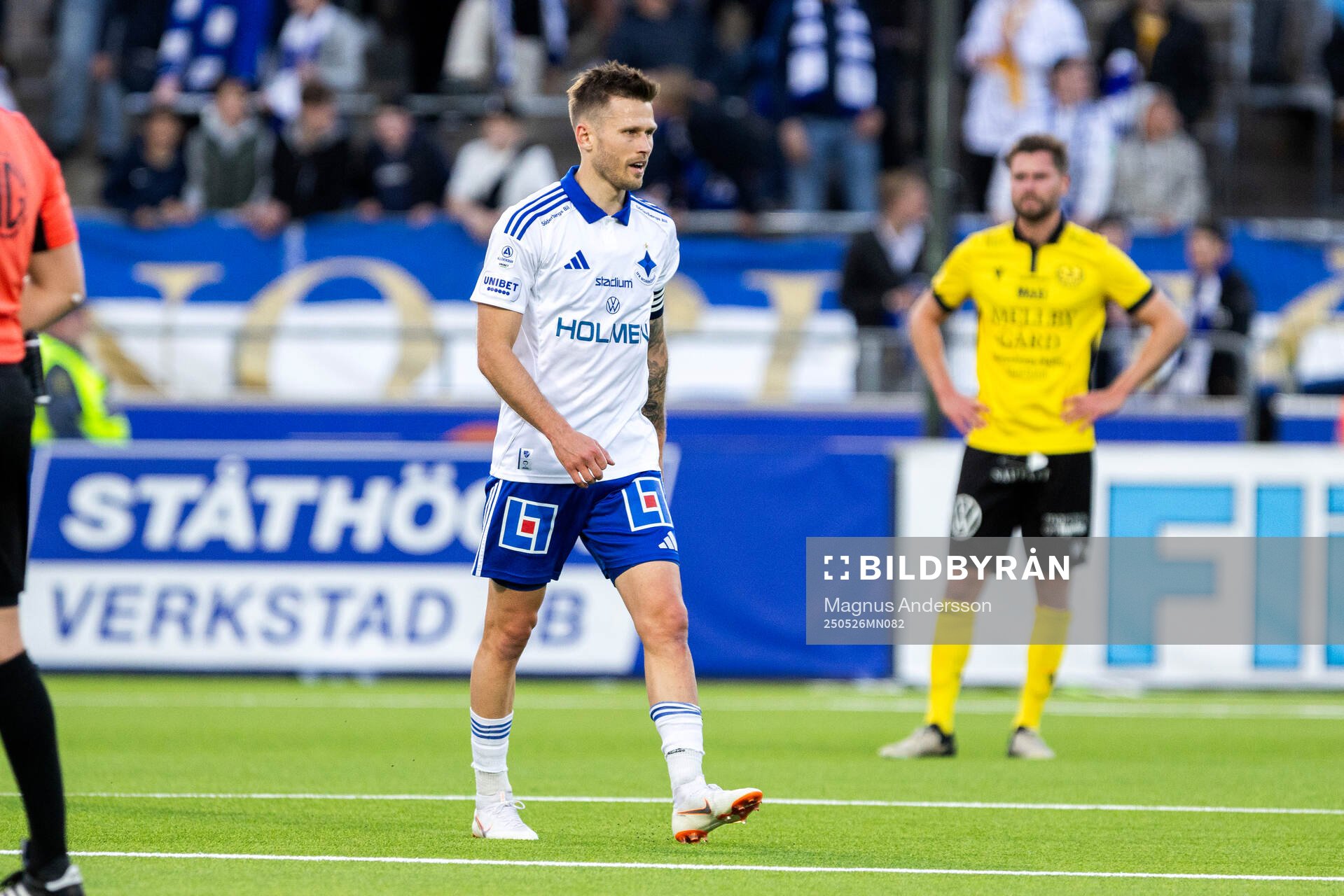 IFK Norrköpings Arnor Traustason jublar efter 1-1 under fotbollsmatchen i Allsvenskan mellan IFK Norrköping och Mjällby den 26 maj 2025 i Norrköping.
