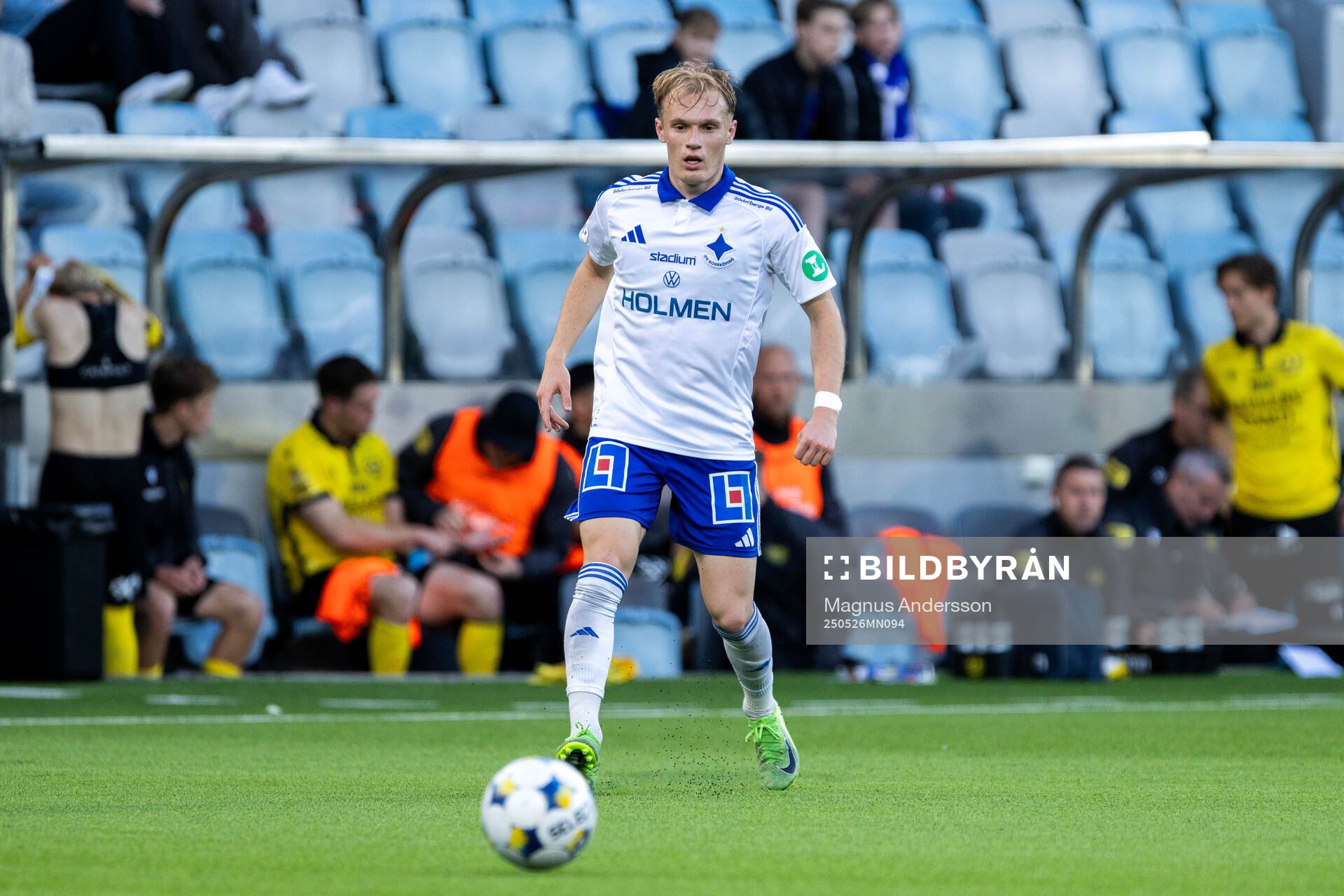 IFK Norrköpings Marcus Baggesen under fotbollsmatchen i Allsvenskan mellan IFK Norrköping och Mjällby den 26 maj 2025 i Norrköping.
