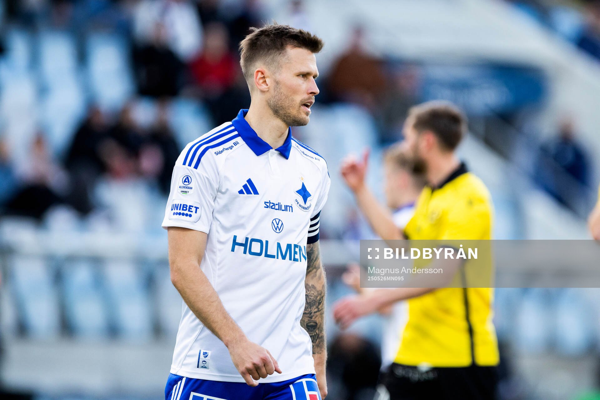 IFK Norrköpings Arnor Traustason under fotbollsmatchen i Allsvenskan mellan IFK Norrköping och Mjällby den 26 maj 2025 i Norrköping.