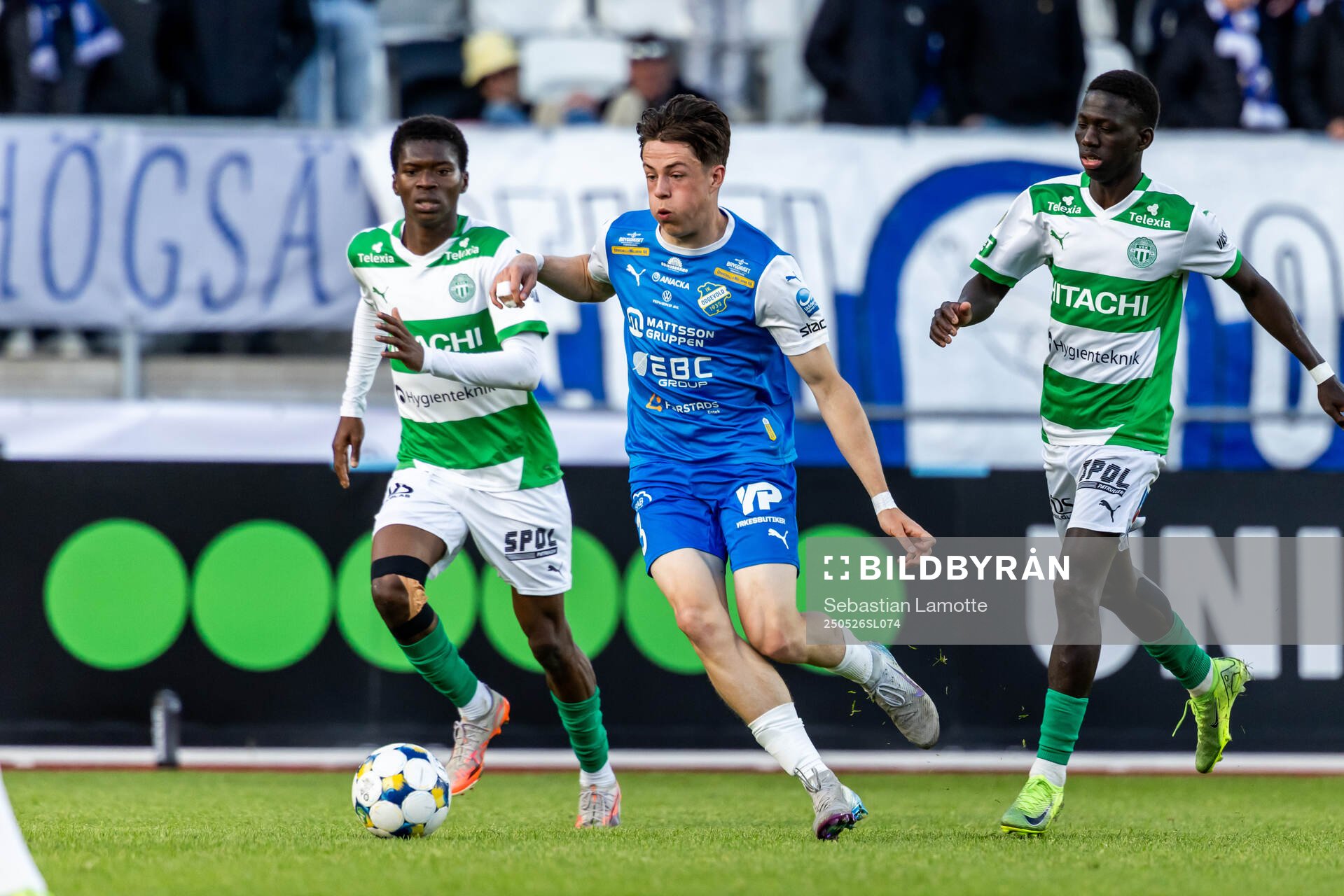Oddevolds Adam Stroud under fotbollsmatchen i Superettan mellan Oddevold och Västerås den 26 maj 2025 i Uddevalla. 