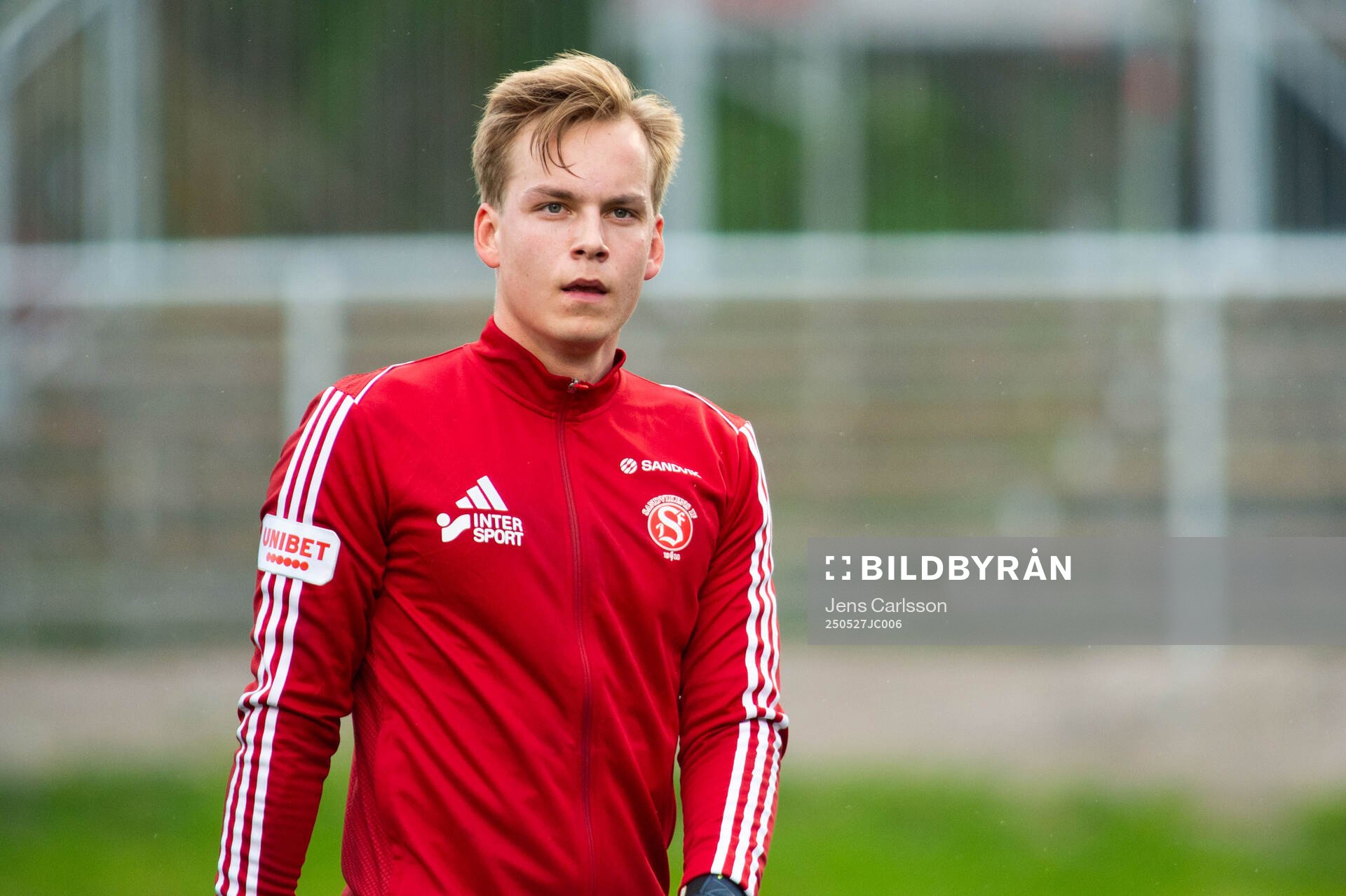 Sandvikens IFs målvakt Hannes Sveijer inför fotbollsmatchen i Superettan mellan Sandvikens IF och GIF Sundsvall den 27 maj 2025 i Sandviken.