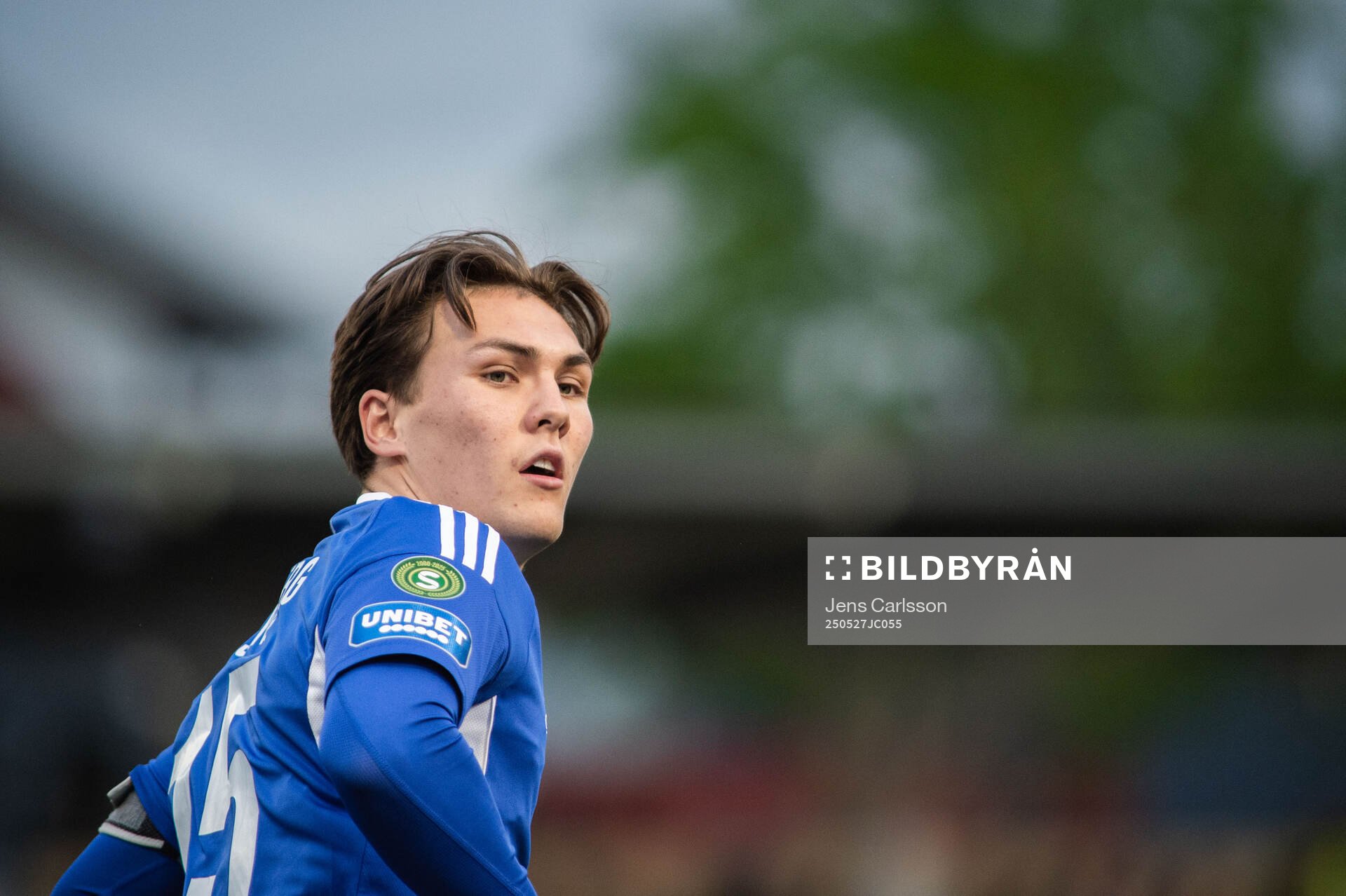 GIF Sundsvalls Miguel Sandberg under fotbollsmatchen i Superettan mellan Sandvikens IF och GIF Sundsvall den 27 maj 2025 i Sandviken.