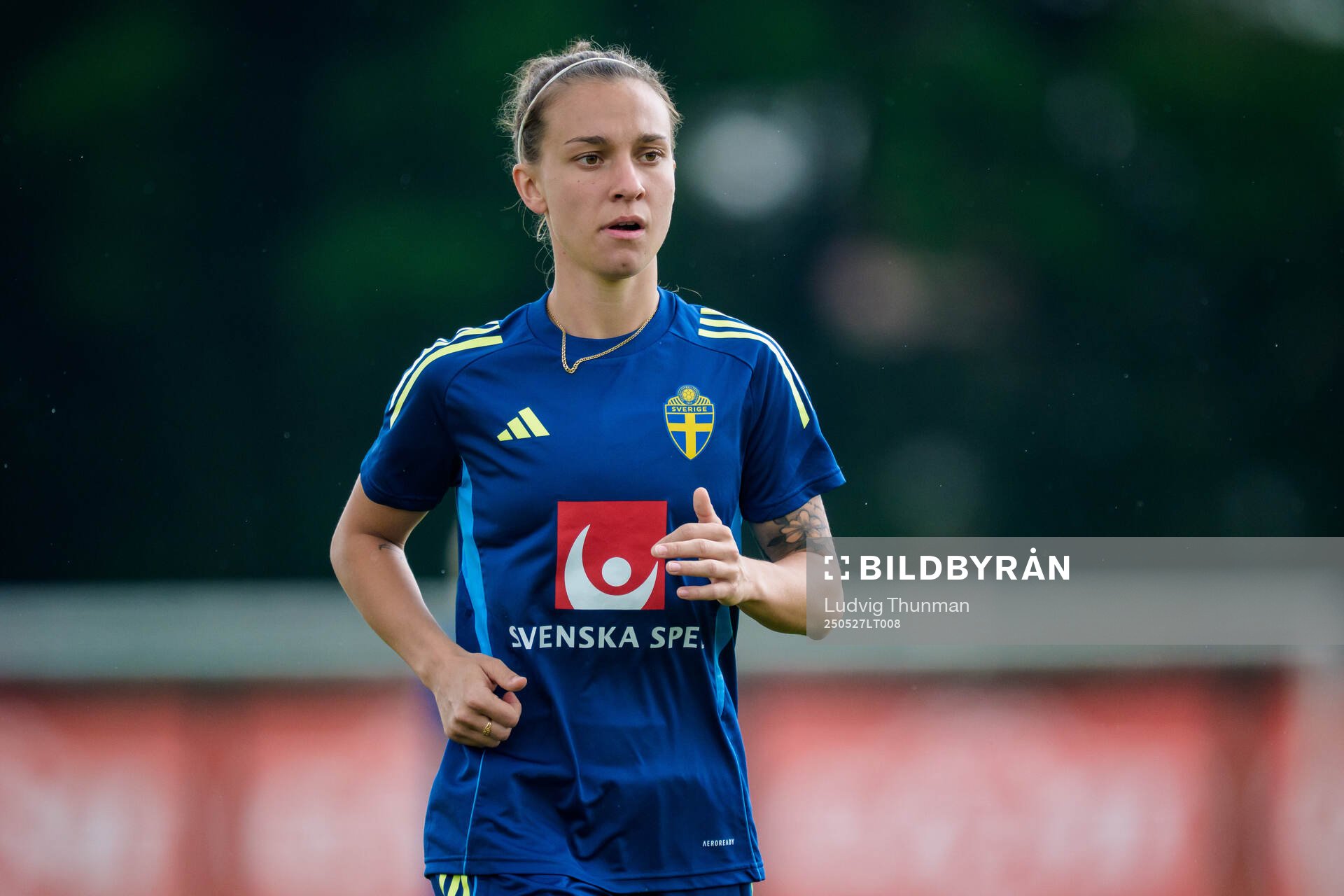 Julia Zigiotti Olme of the Swedish women’s national football team during a training session on May 27, 2025 in Fidenza. 