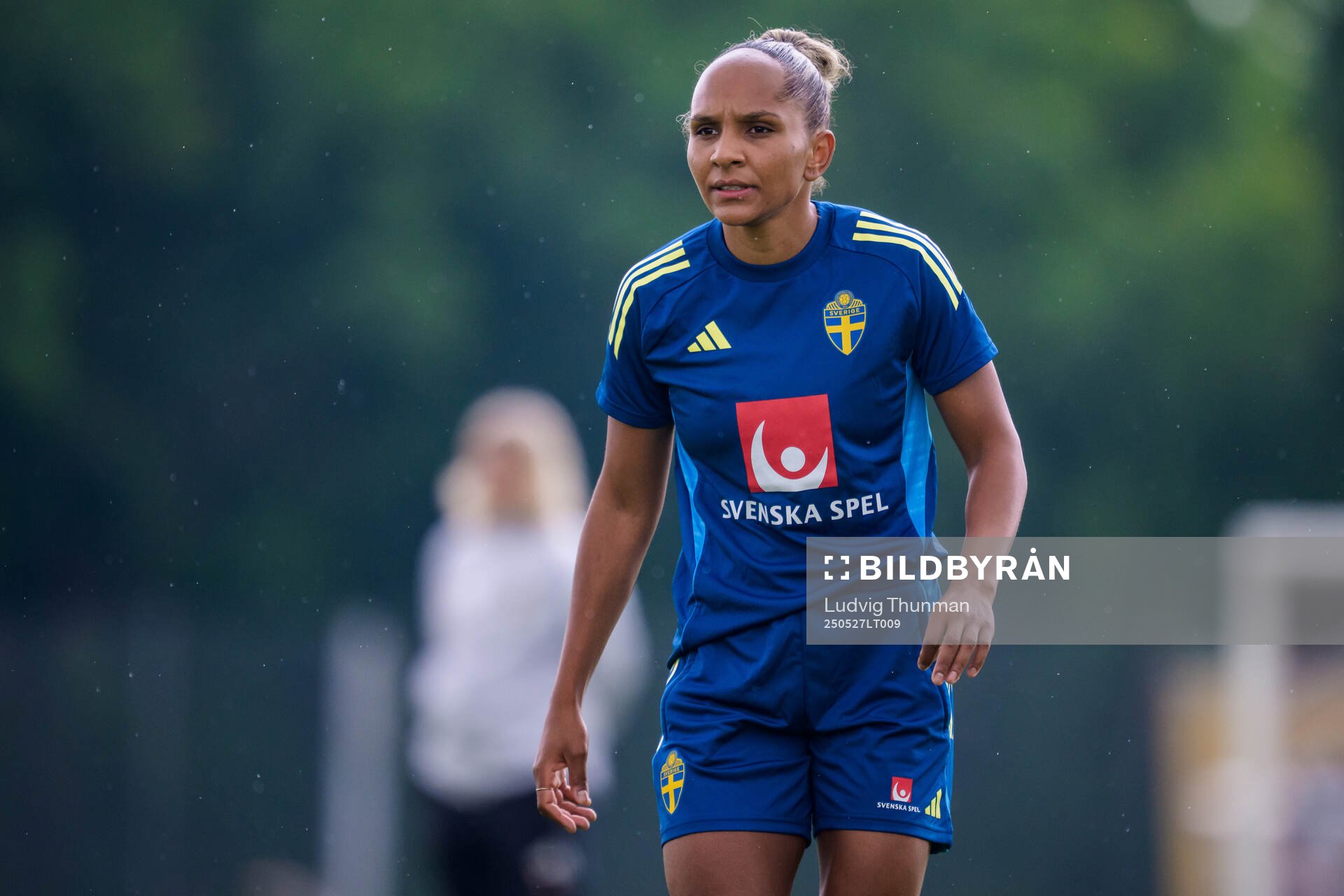 Madelen Janogy of the Swedish women’s national football team during a training session on May 27, 2025 in Fidenza. 