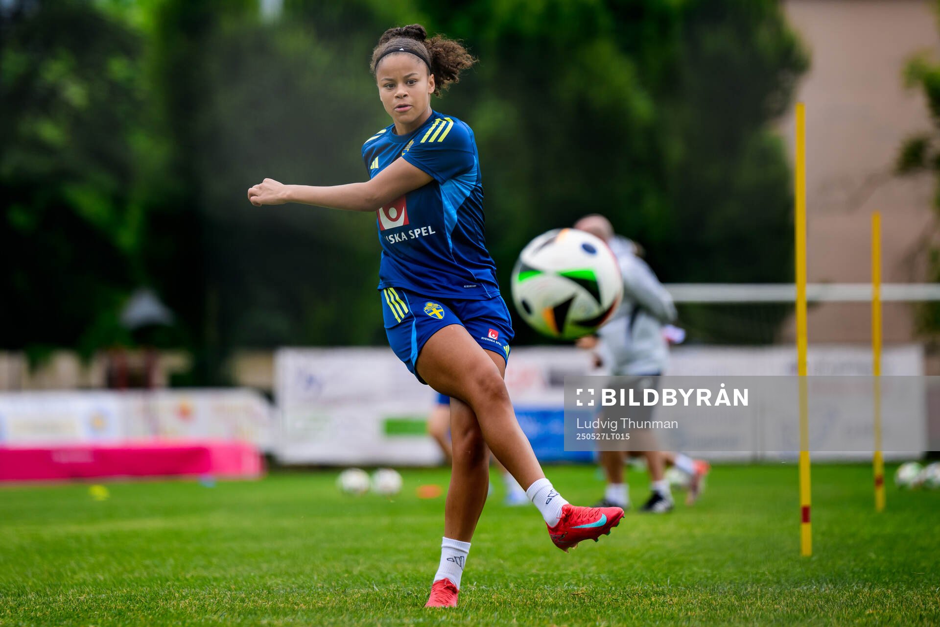 Felicia Schröder of the Swedish women’s national football team during a training session on May 27, 2025 in Fidenza. 