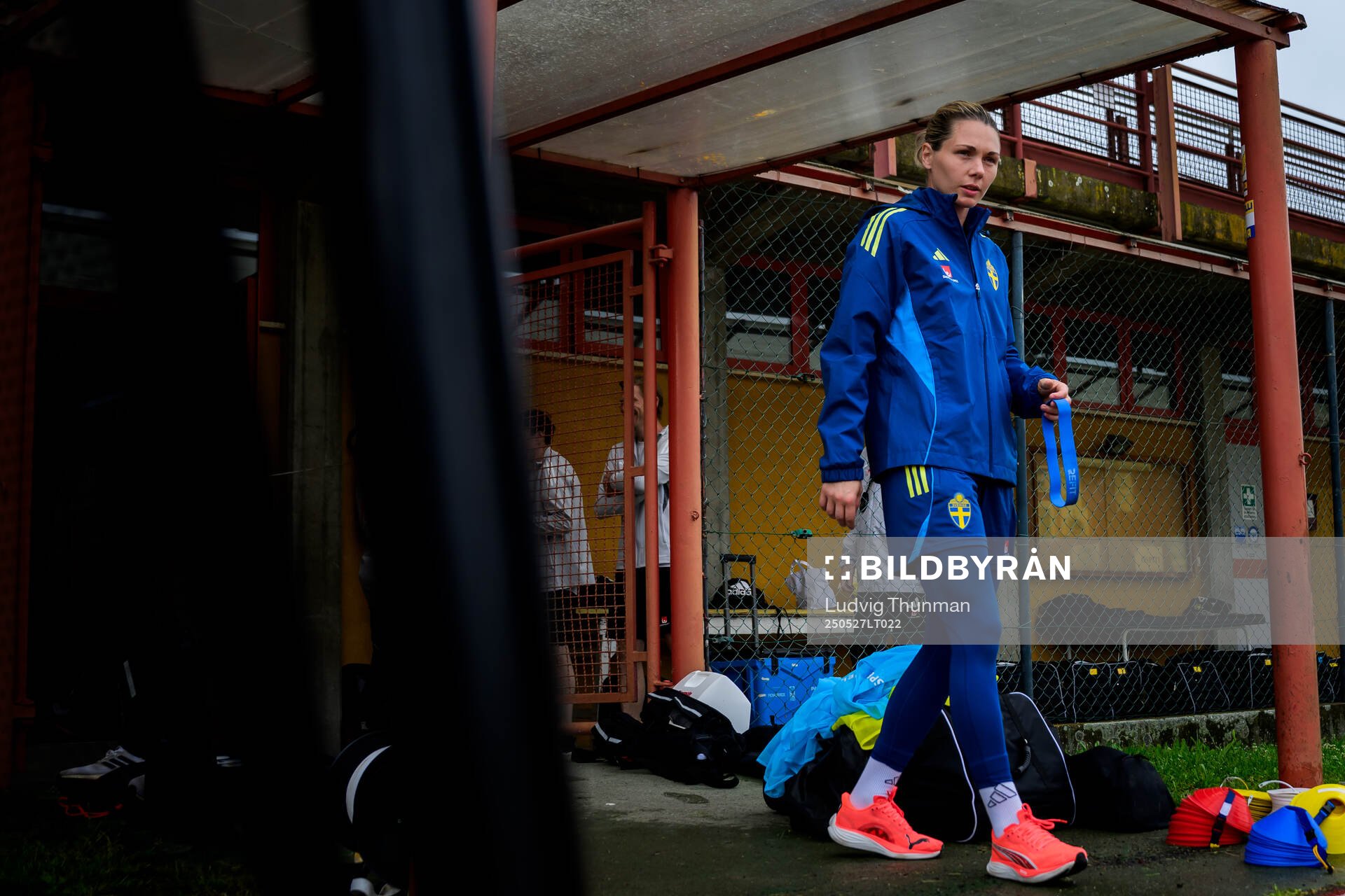 Goalkeeper Jennifer Falk of the Swedish women’s national football team ahead of a training session on May 27, 2025 in Fidenza. 