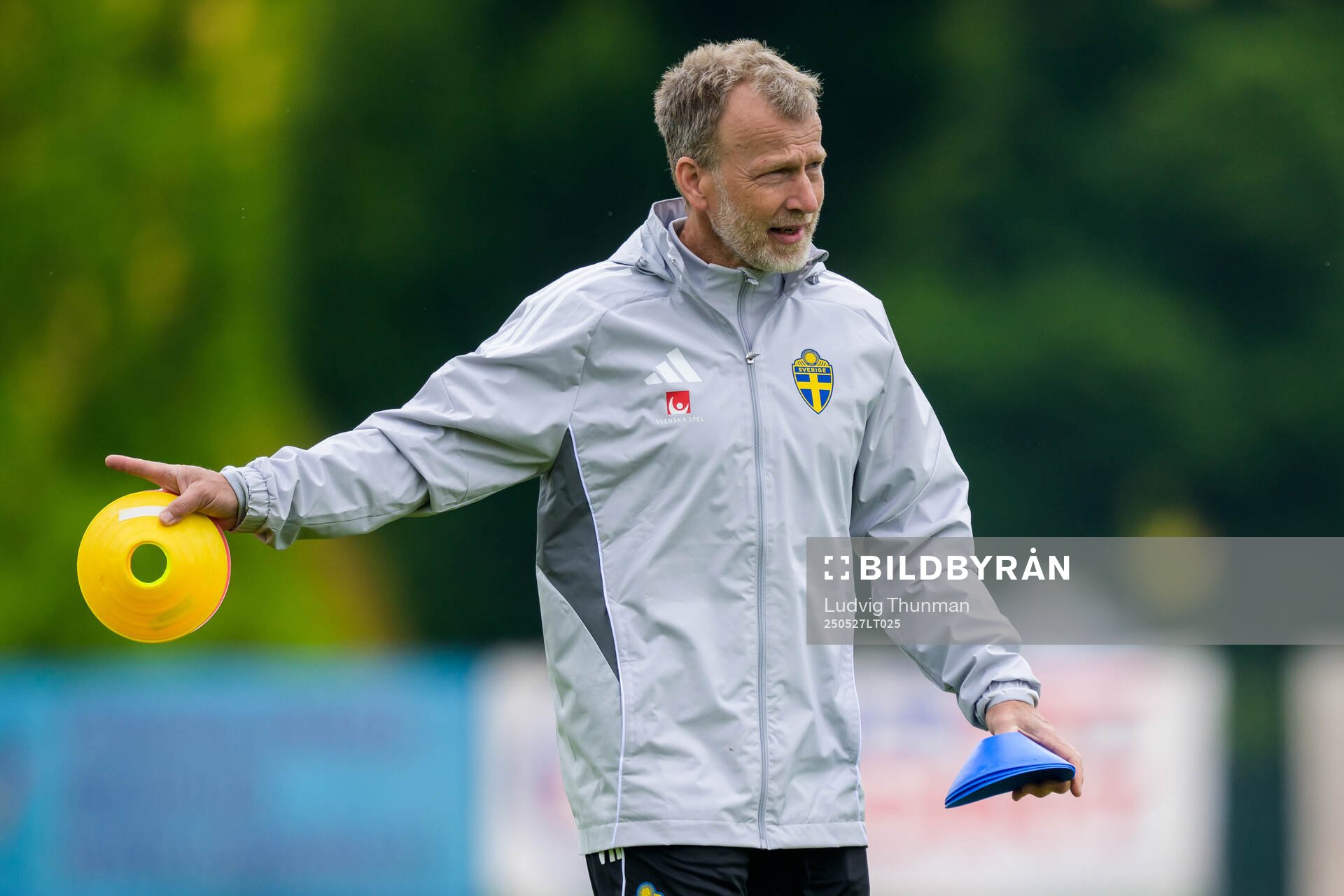 Fitness trainer Pontus Ekblom of the Swedish women’s national football team during a training session on May 27, 2025 in Fidenza. 