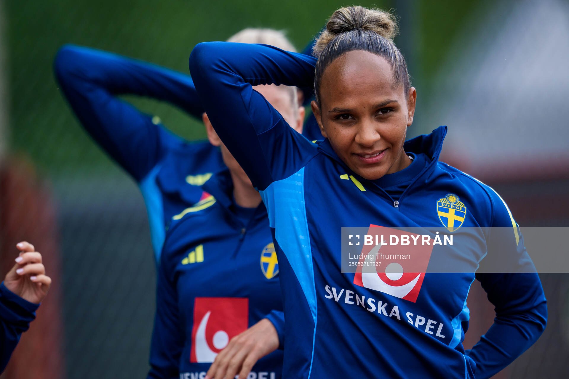 Madelen Janogy of the Swedish women’s national football team during a training session on May 27, 2025 in Fidenza. 