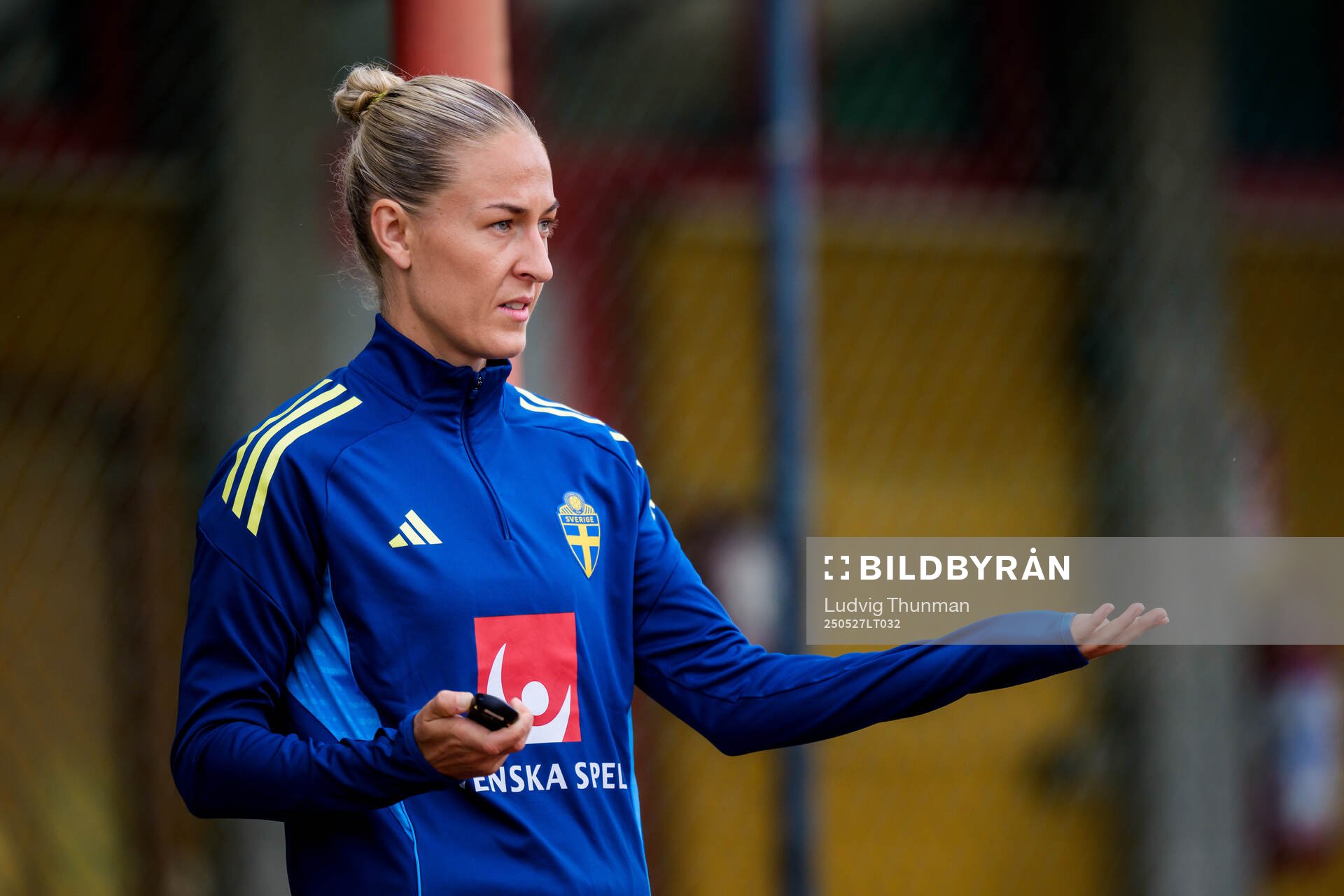 Emma Kullberg of the Swedish women’s national football team during a training session on May 27, 2025 in Fidenza. 