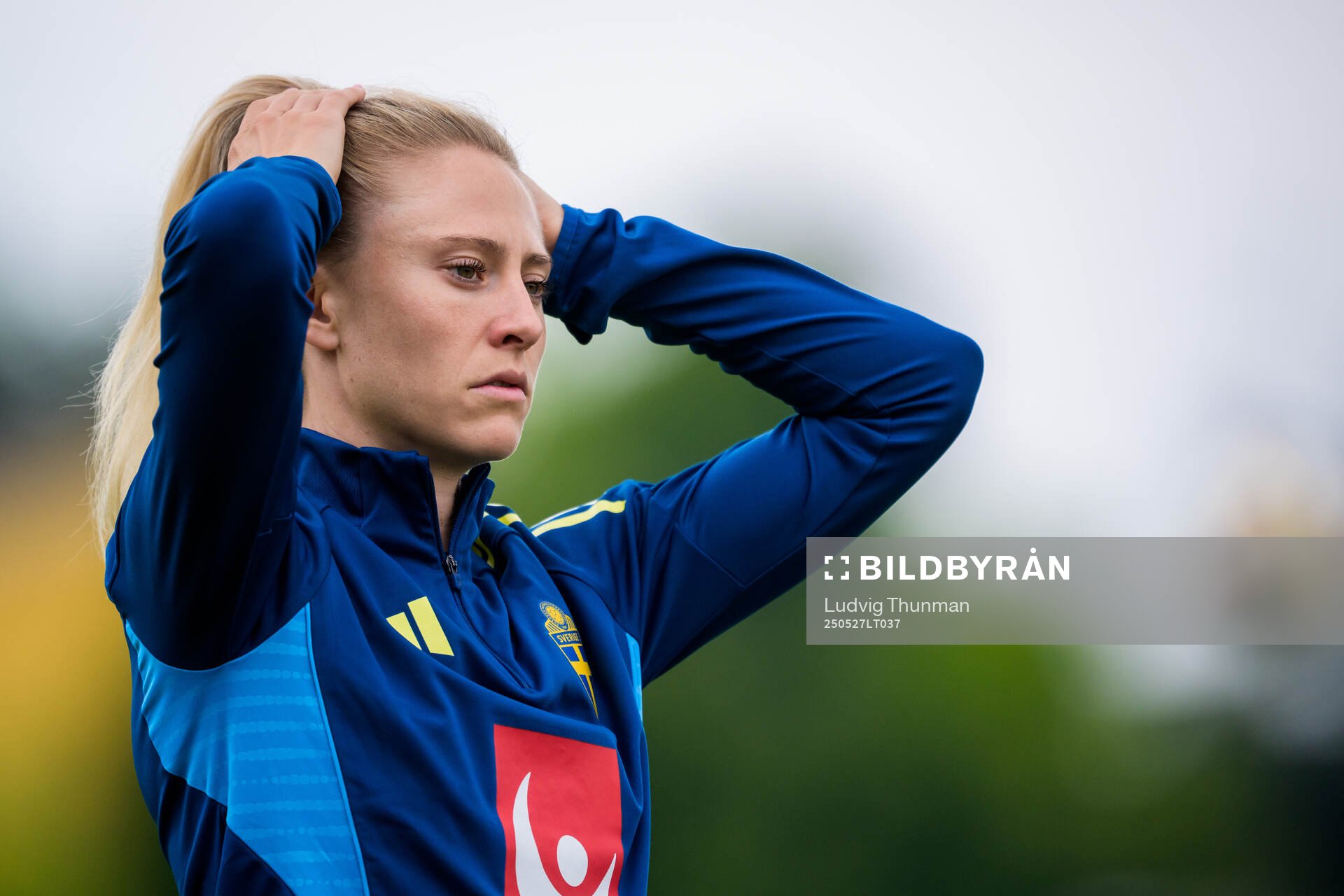Rebecka Blomqvist of the Swedish women’s national football team during a training session on May 27, 2025 in Fidenza. 