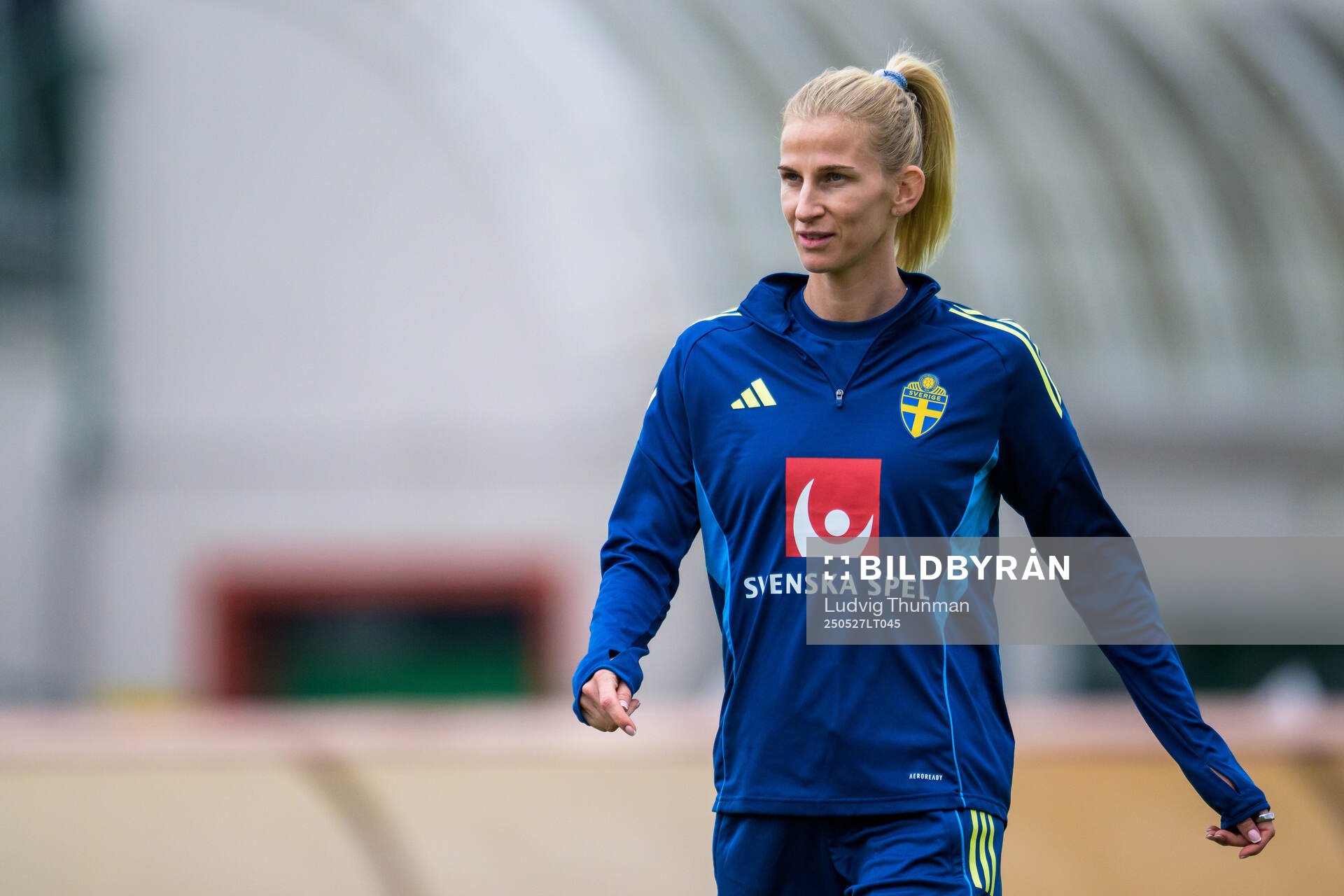 Sofia Jakobsson of the Swedish women’s national football team during a training session on May 27, 2025 in Fidenza. 