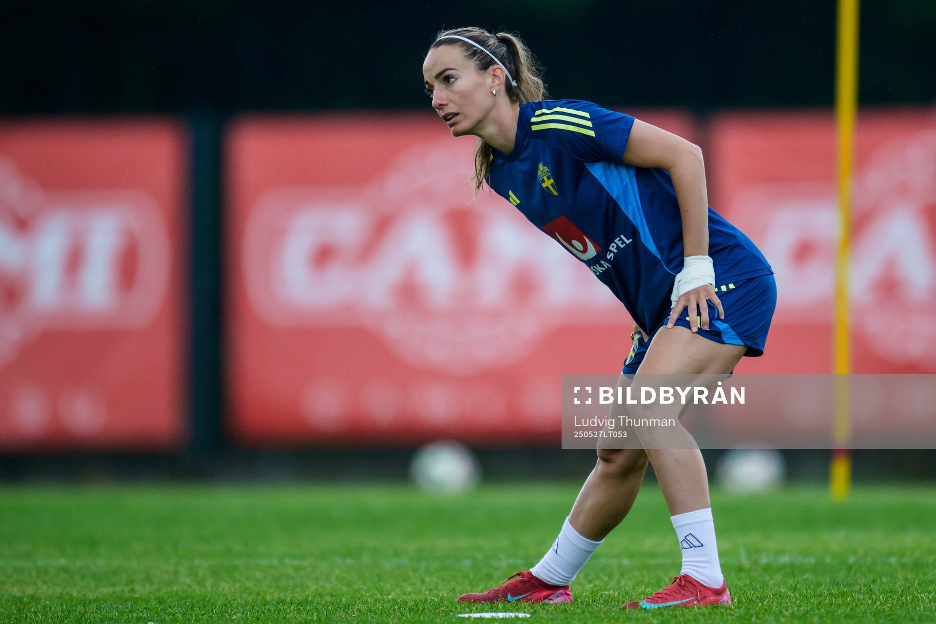 Kosovare Asllani of the Swedish women’s national football team during a training session on May 27, 2025 in Fidenza. 