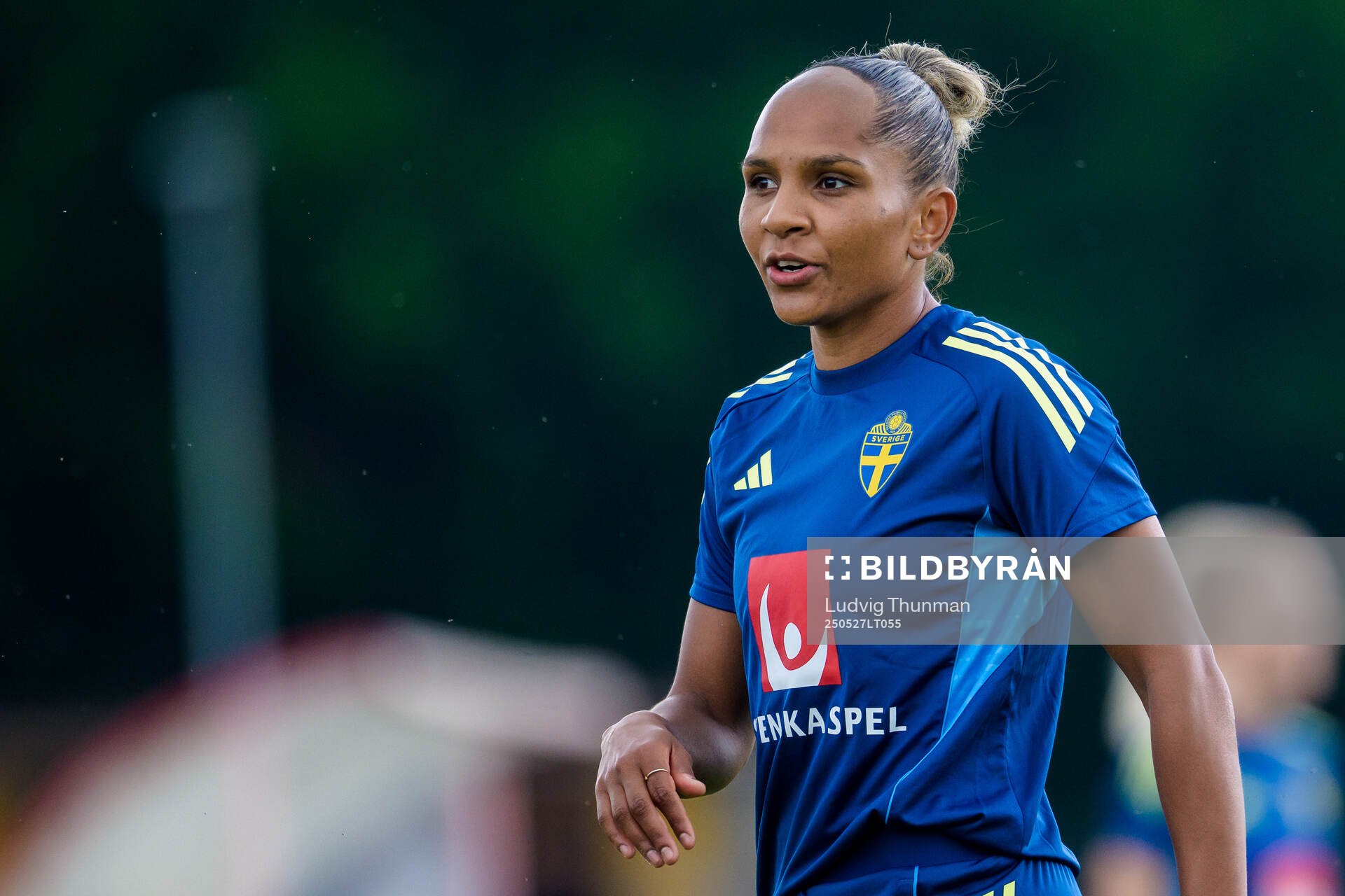 Madelen Janogy of the Swedish women’s national football team during a training session on May 27, 2025 in Fidenza. 