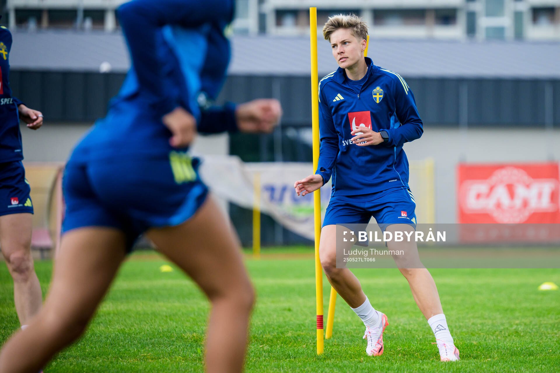 Lina Hurtig of the Swedish women’s national football team during a training session on May 27, 2025 in Fidenza. 