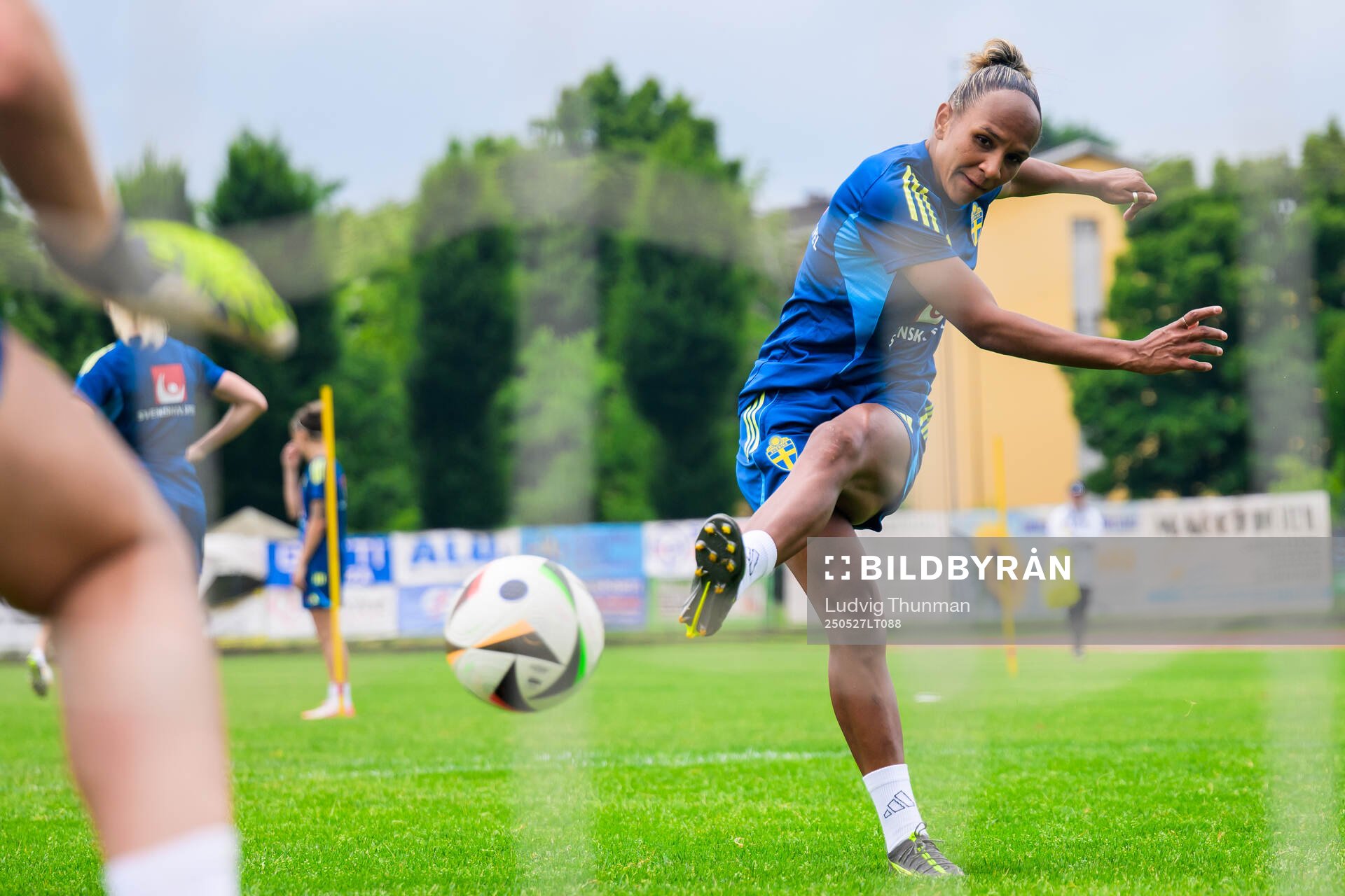 Madelen Janogy of the Swedish women’s national football team during a training session on May 27, 2025 in Fidenza. 