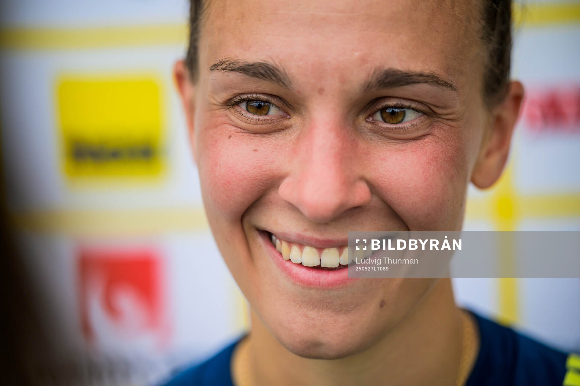 Julia Zigiotti Olme of the Swedish women’s national football team is interviewed by the media after a training session on May 27, 2025 in Fidenza. 
