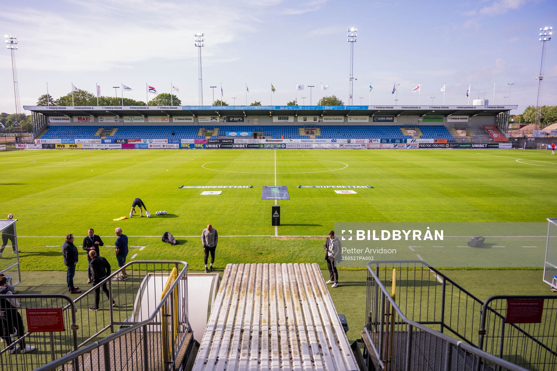 Interiör Vångavallen inför fotbollsmatchen i Superettan mellan Trelleborg och Helsingborg den 27 maj 2025 i Trelleborg. 