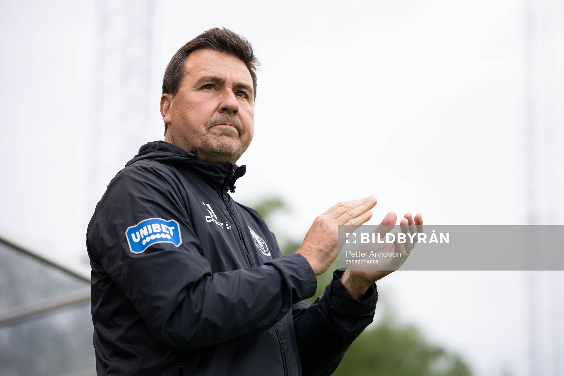 Trelleborgs tränare Stefan Jacobsson inför fotbollsmatchen i Superettan mellan Trelleborg och Helsingborg den 27 maj 2025 i Trelleborg.