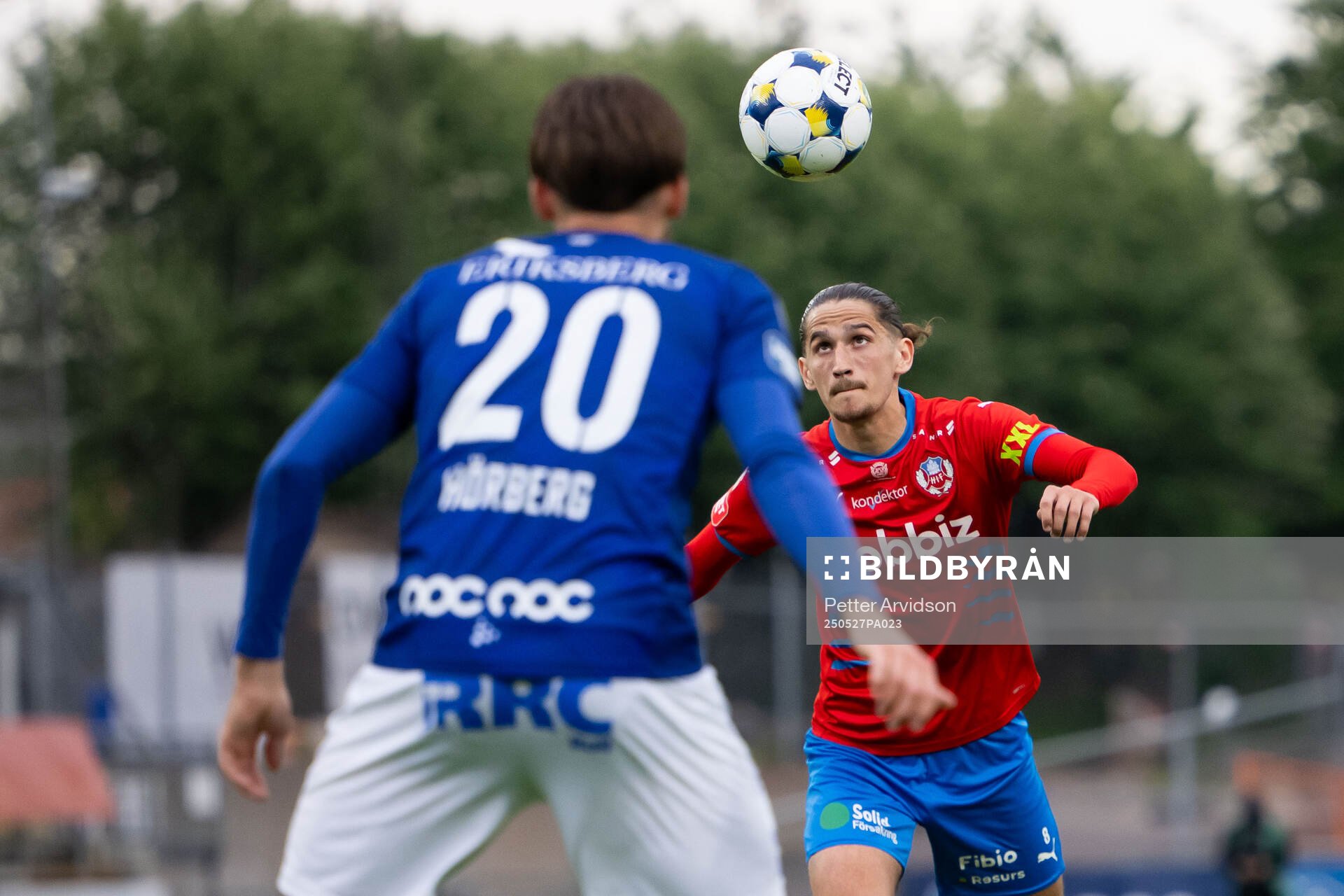 Helsingborgs Ervin Gigovic under fotbollsmatchen i Superettan mellan Trelleborg och Helsingborg den 27 maj 2025 i Trelleborg. 