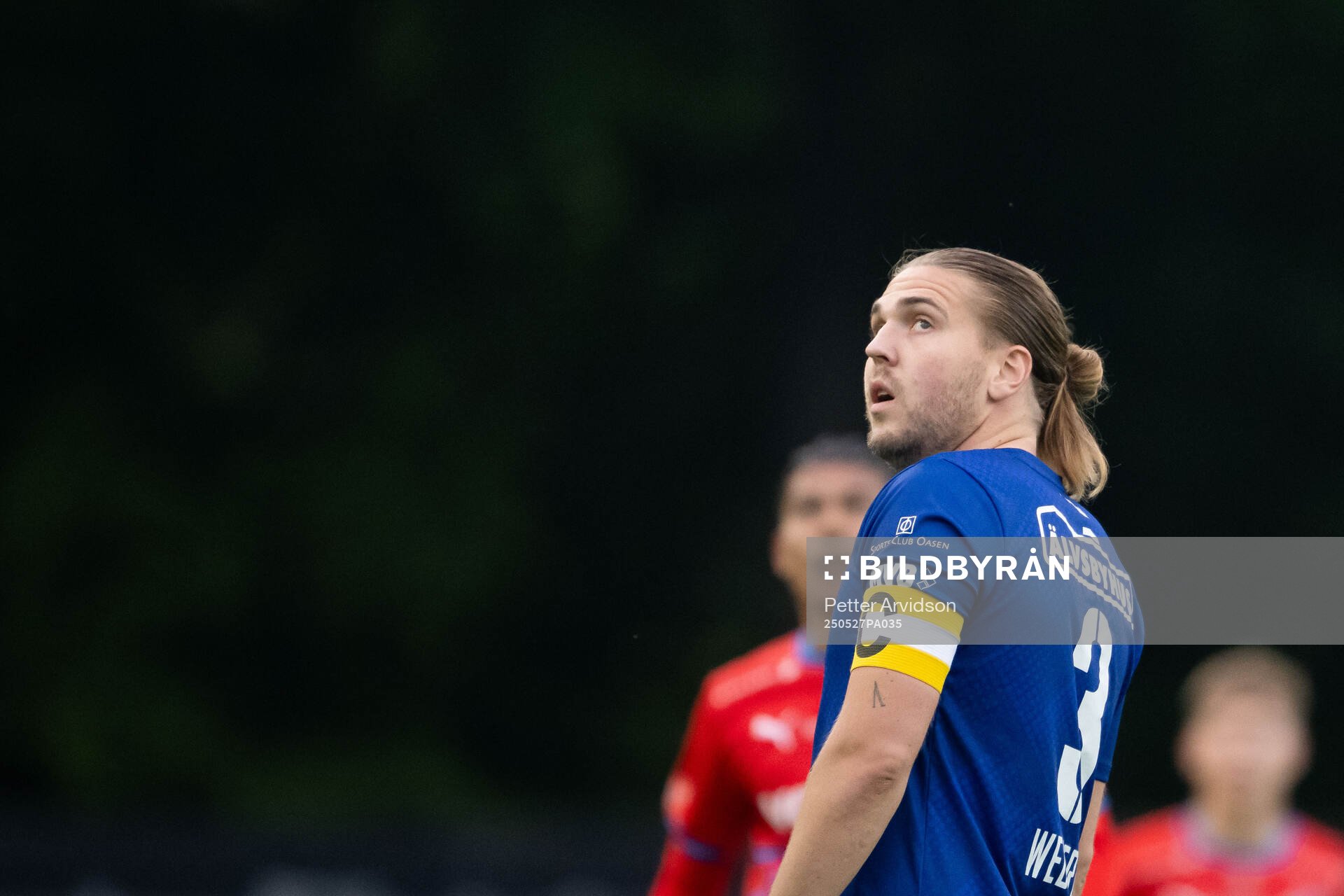 Trelleborgs Charlie Weberg under fotbollsmatchen i Superettan mellan Trelleborg och Helsingborg den 27 maj 2025 i Trelleborg. 