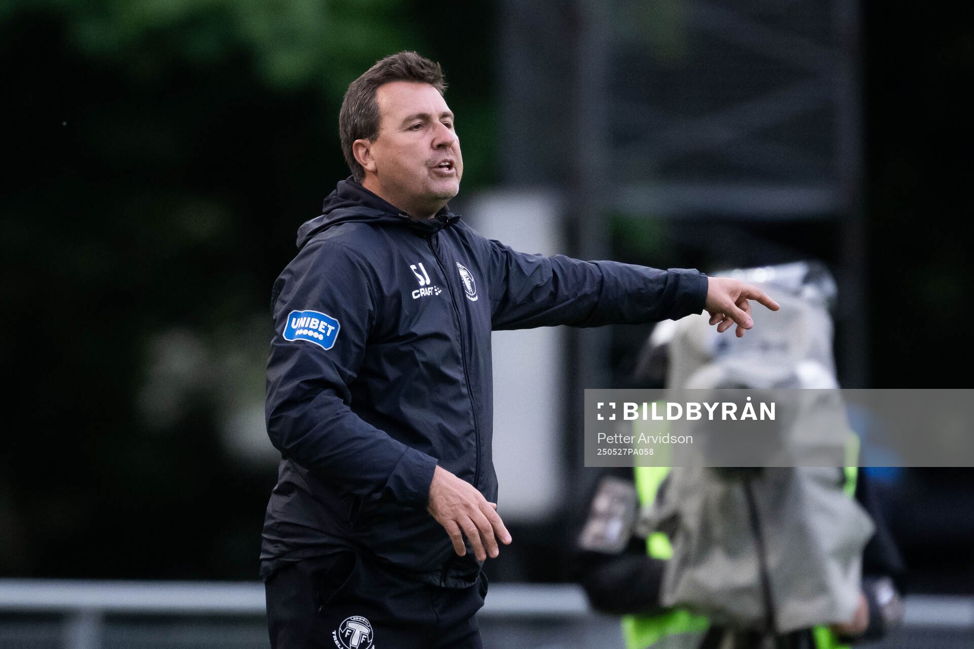 Trelleborgs tränare Stefan Jacobsson under fotbollsmatchen i Superettan mellan Trelleborg och Helsingborg den 27 maj 2025 i Trelleborg.