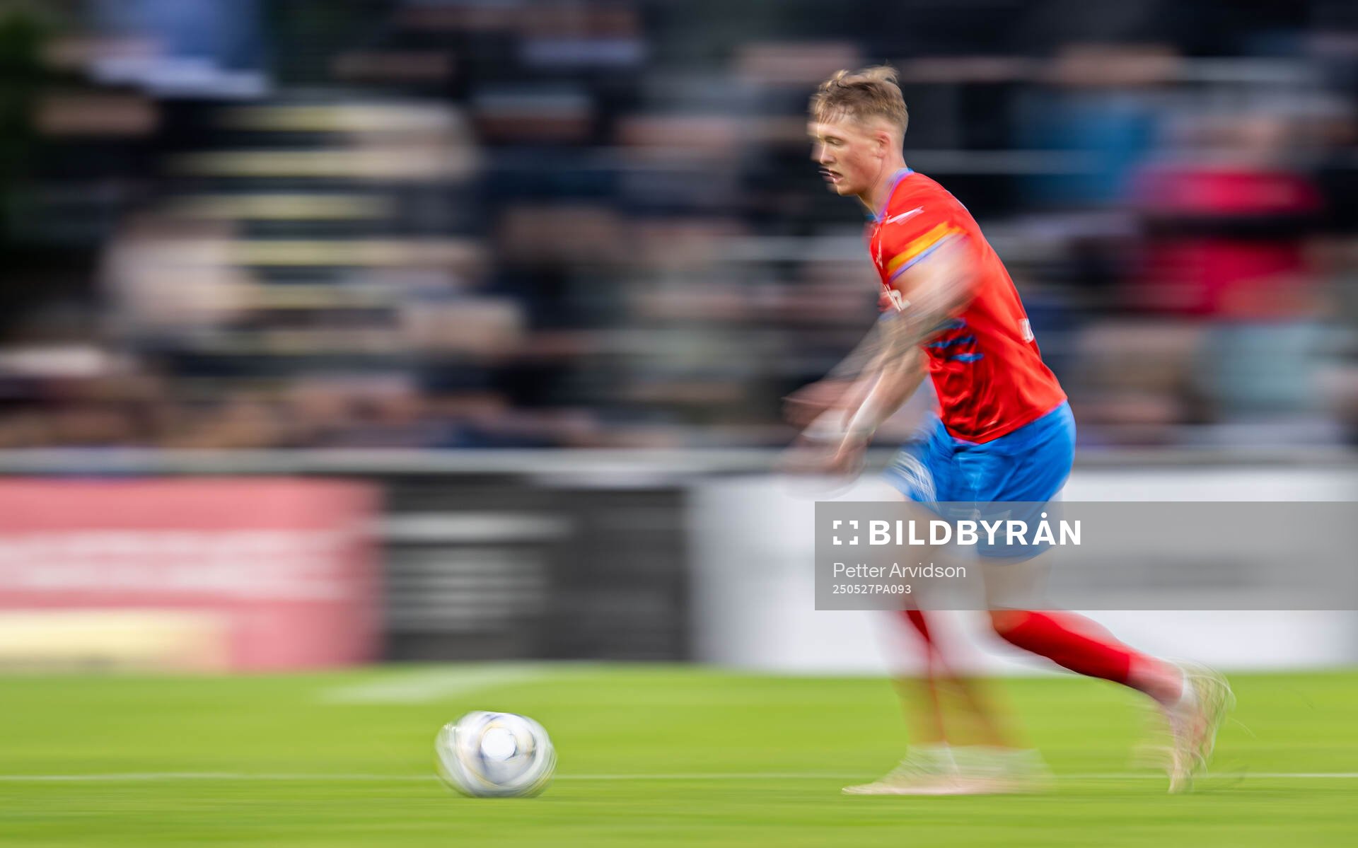 Helsingborgs Marcus Gudmann under fotbollsmatchen i Superettan mellan Trelleborg och Helsingborg den 27 maj 2025 i Trelleborg. 