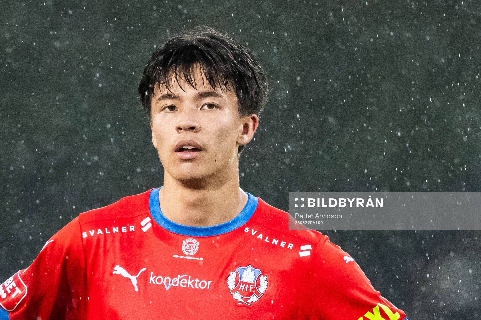 Helsingborgs Max Bjurström efter fotbollsmatchen i Superettan mellan Trelleborg och Helsingborg den 27 maj 2025 i Trelleborg. 