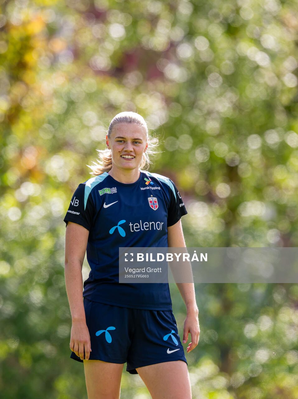 Mathilde Harviken of the Norwegian women's national football team during a training session on May 27, 2025 in Trondheim. 