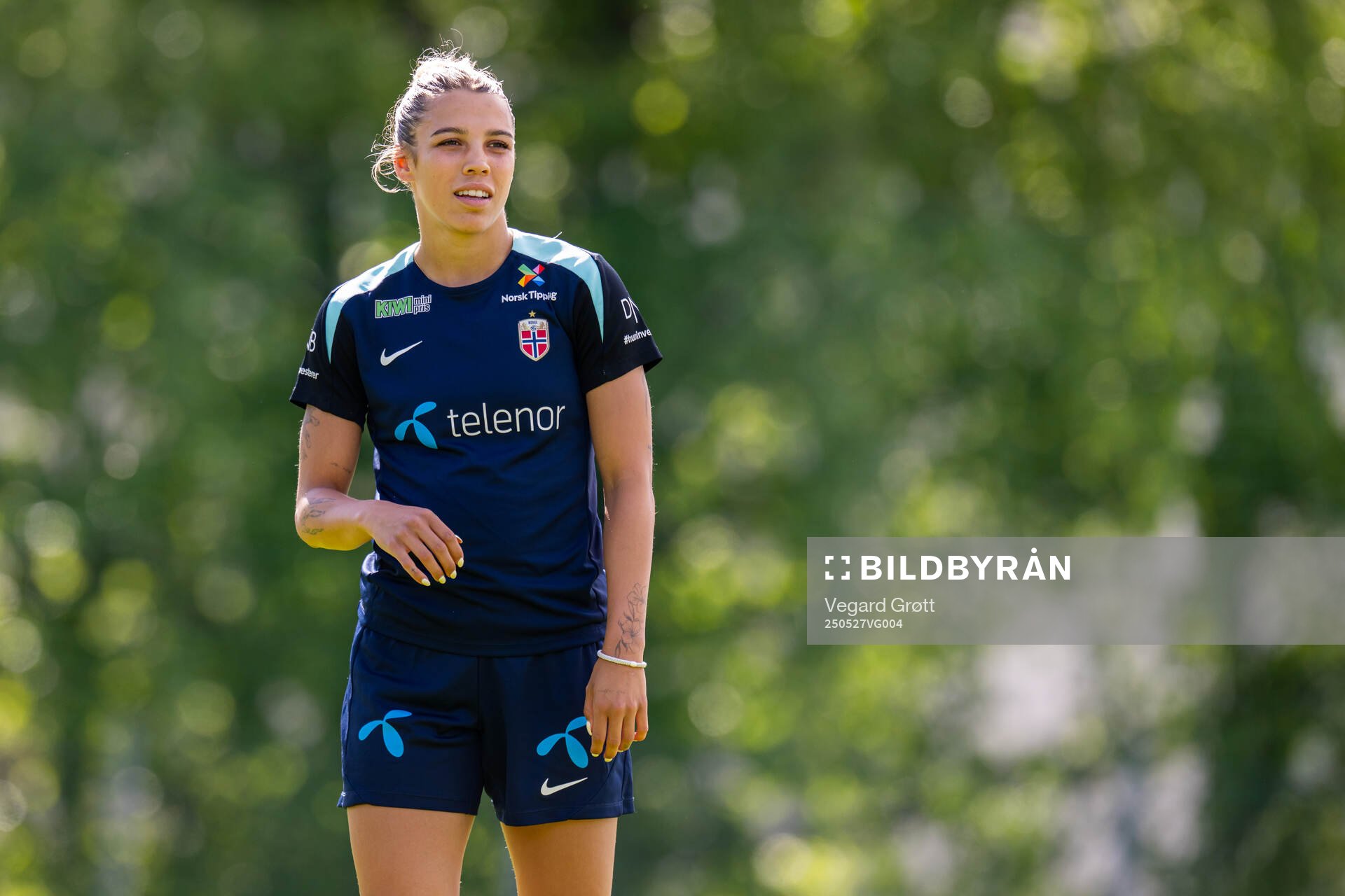 Celin Bizet Ildhusøy of the Norwegian women's national football team during a training session on May 27, 2025 in Trondheim. 
