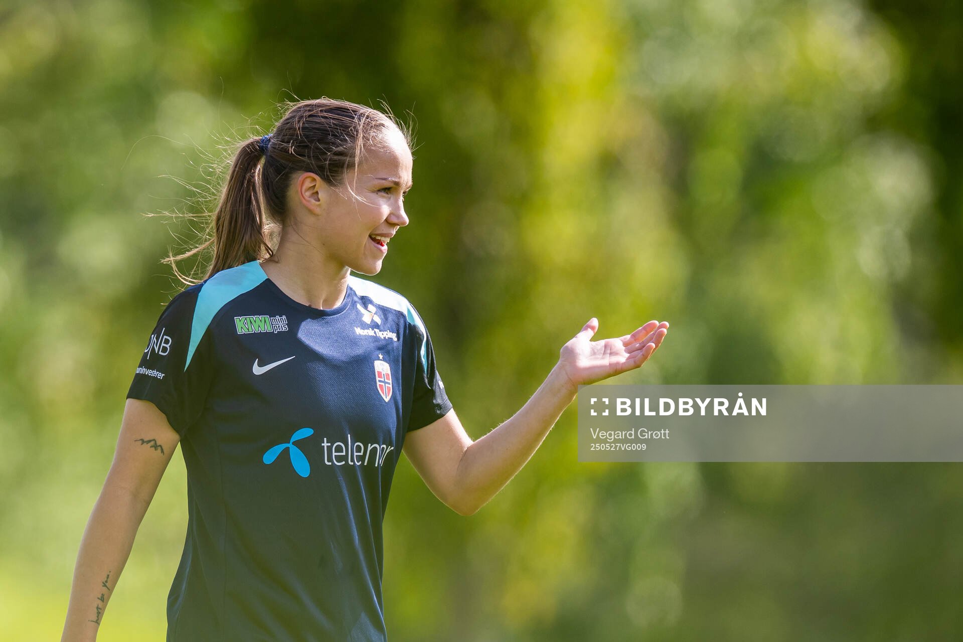 Guro Reiten of the Norwegian women's national football team during a training session on May 27, 2025 in Trondheim. 