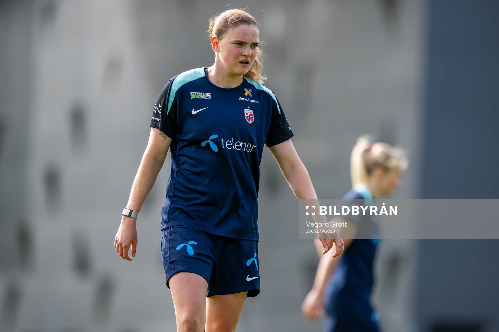 Signe Gaupset of the Norwegian women's national football team during a training session on May 27, 2025 in Trondheim. 