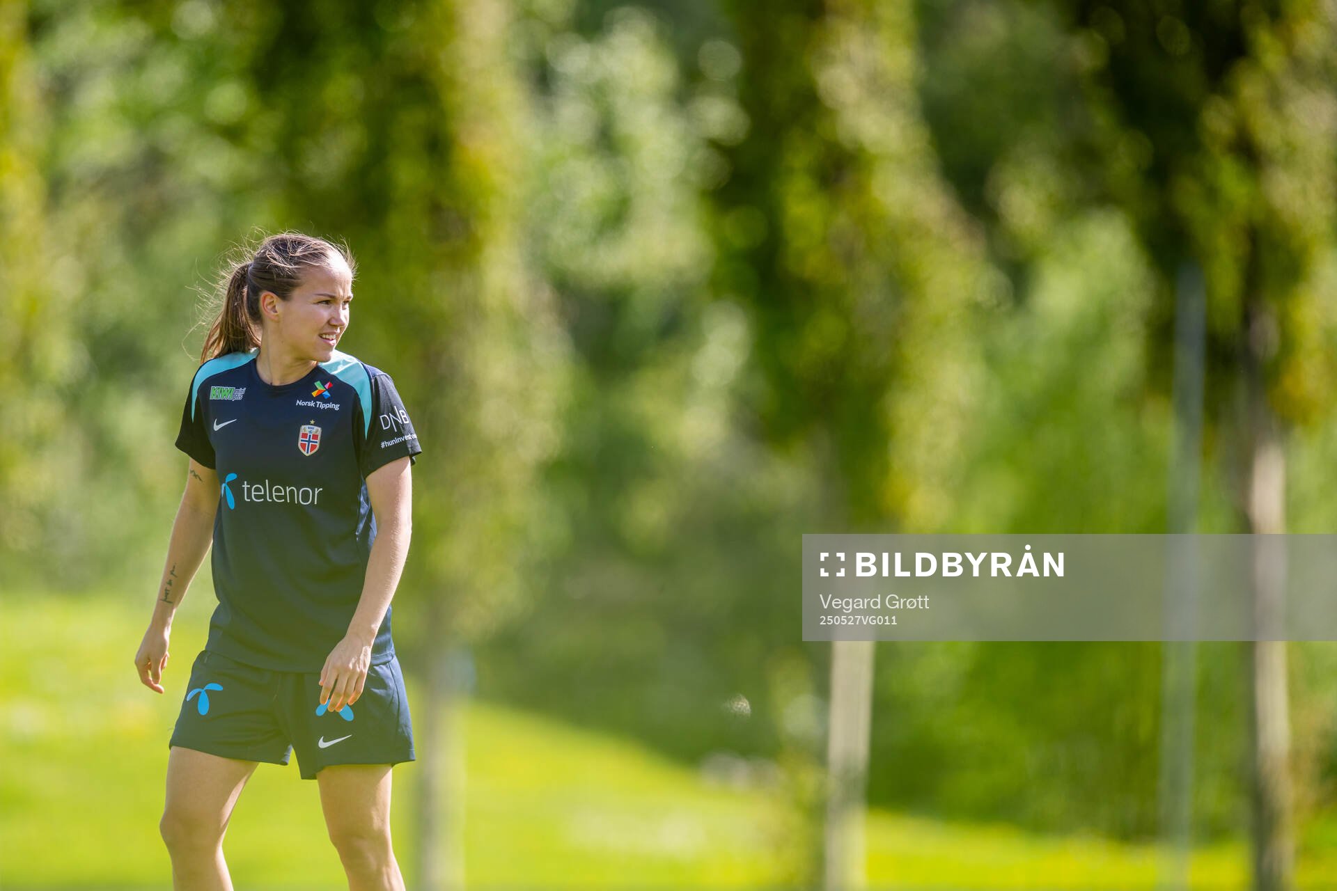 Guro Reiten of the Norwegian women's national football team during a training session on May 27, 2025 in Trondheim. 