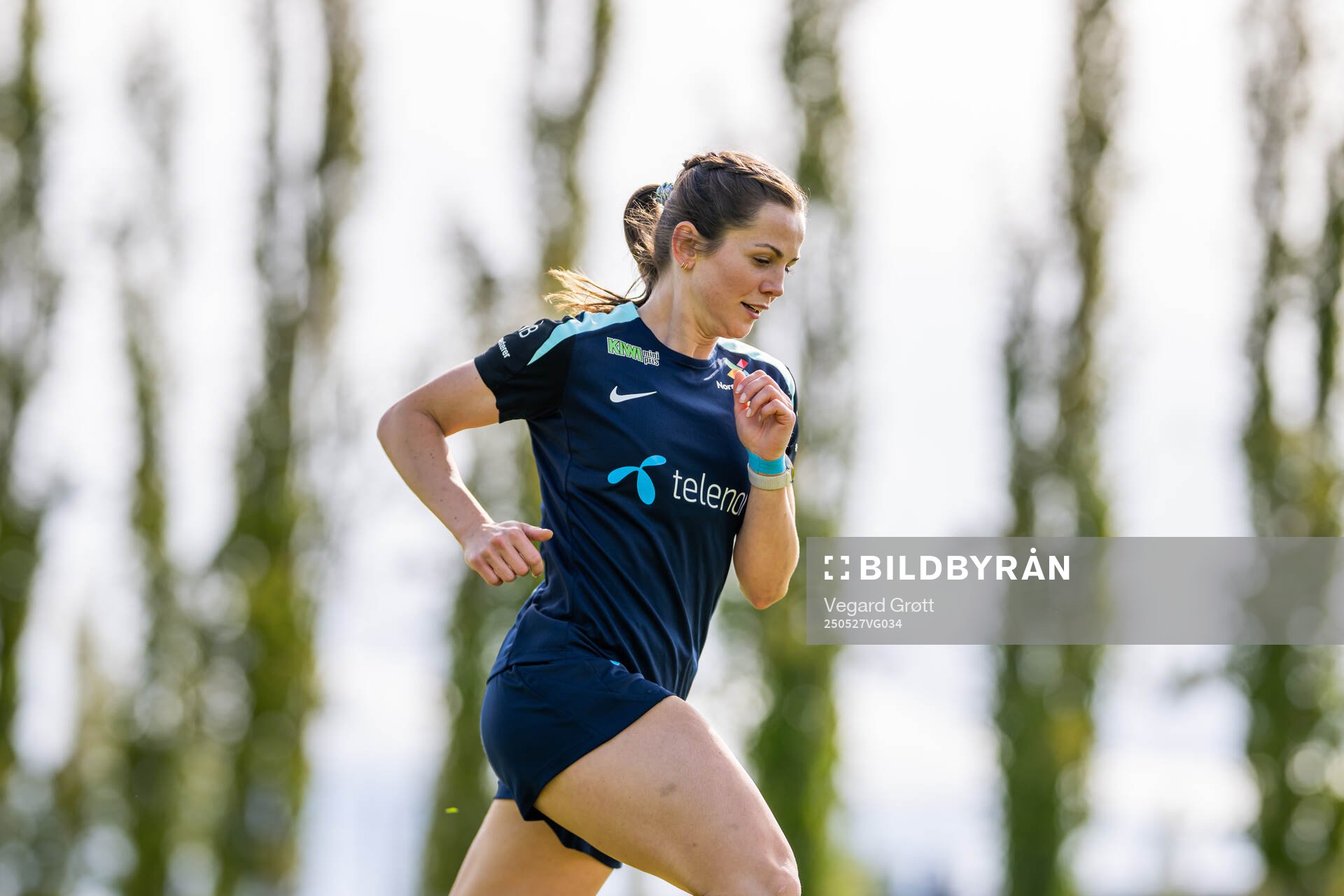 Tuva Hansen of the Norwegian women's national football team during a training session on May 27, 2025 in Trondheim. 