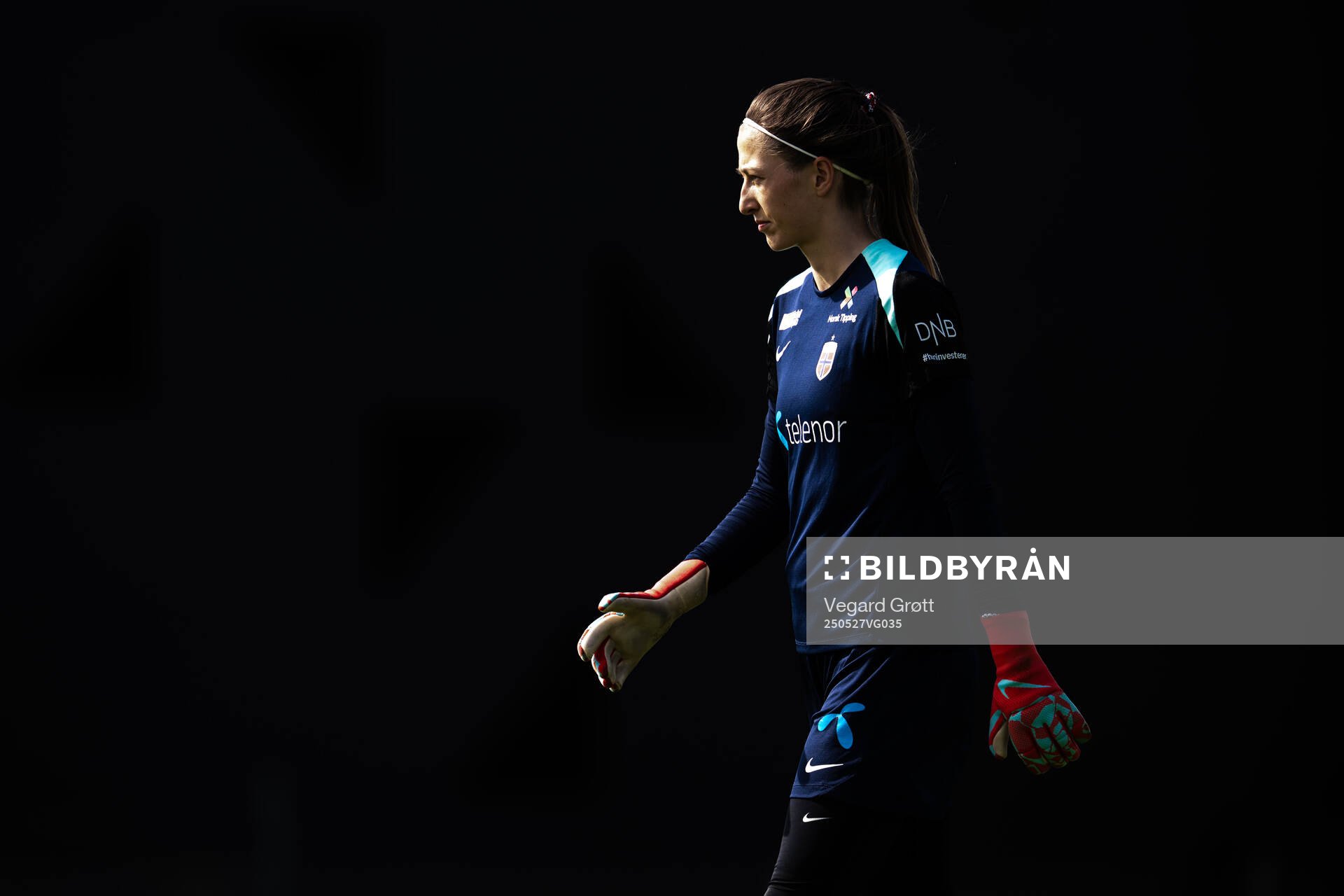 Goalkeeper Cecilie Fiskerstrand of the Norwegian women's national football team during a training session on May 27, 2025 in Trondheim.