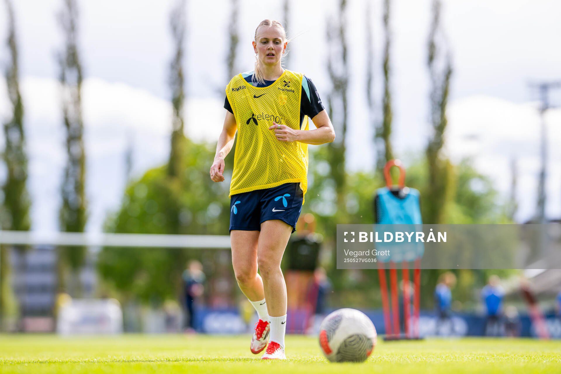 Karina Sævik of the Norwegian women's national football team during a training session on May 27, 2025 in Trondheim. 