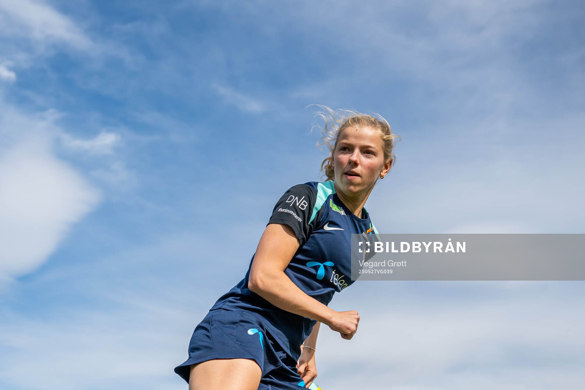 Justine Kielland of the Norwegian women's national football team during a training session on May 27, 2025 in Trondheim. 