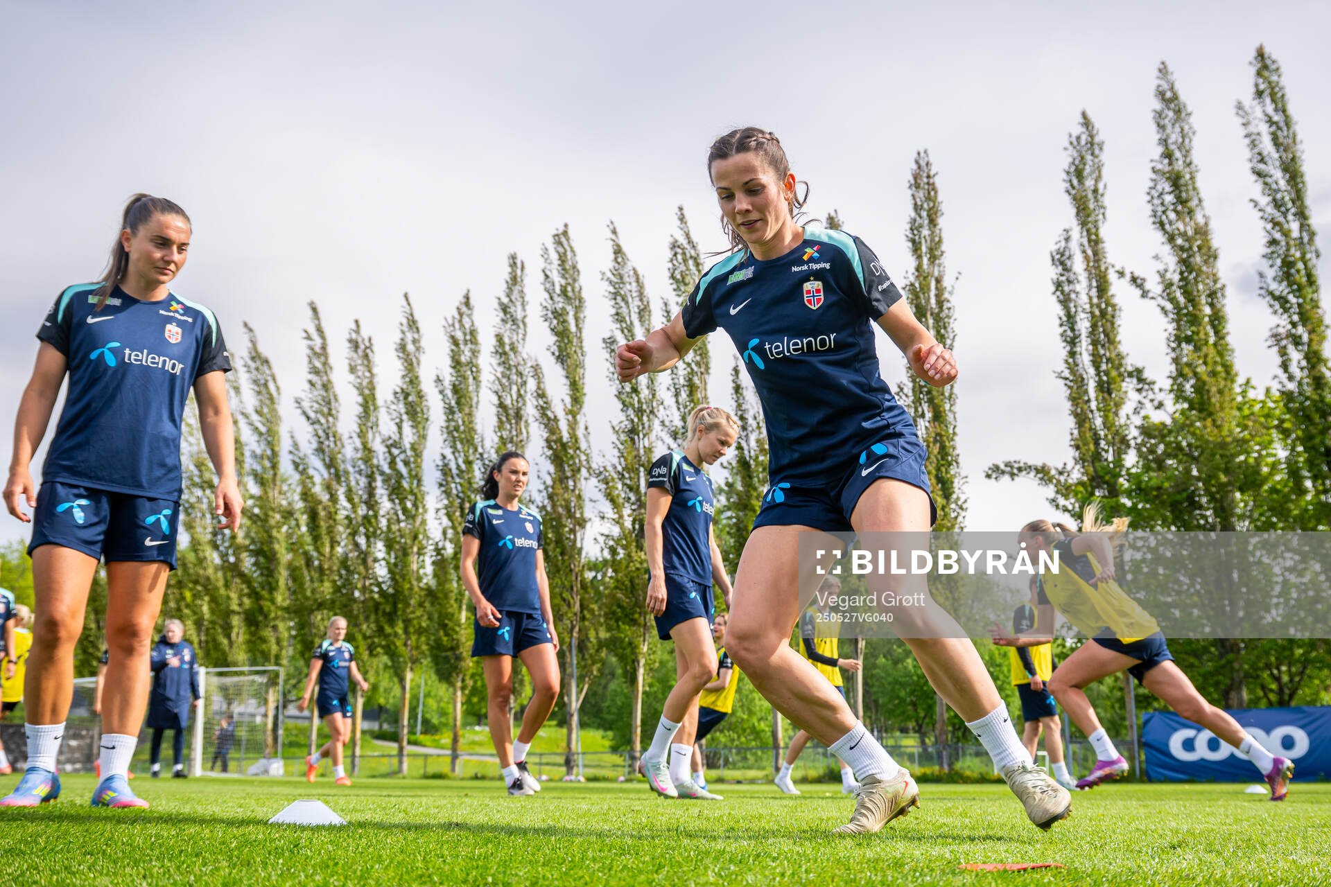 Tuva Hansen of the Norwegian women's national football team during a training session on May 27, 2025 in Trondheim. 