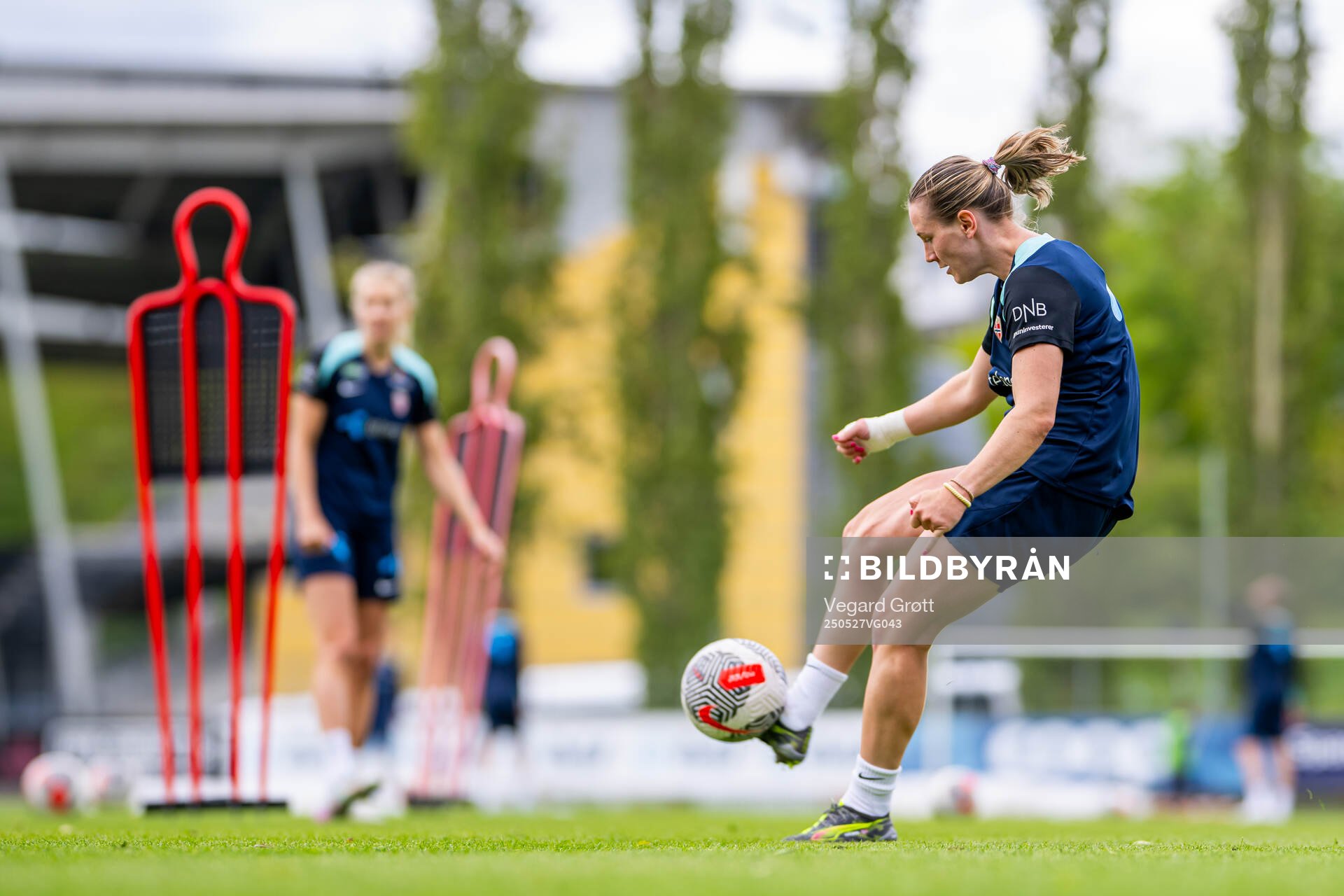 Elisabeth Terland of the Norwegian women's national football team during a training session on May 27, 2025 in Trondheim. 