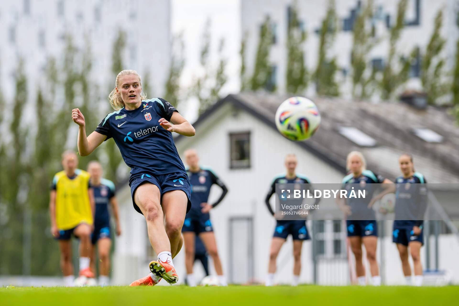 Mathilde Harviken of the Norwegian women's national football team during a training session on May 27, 2025 in Trondheim. 